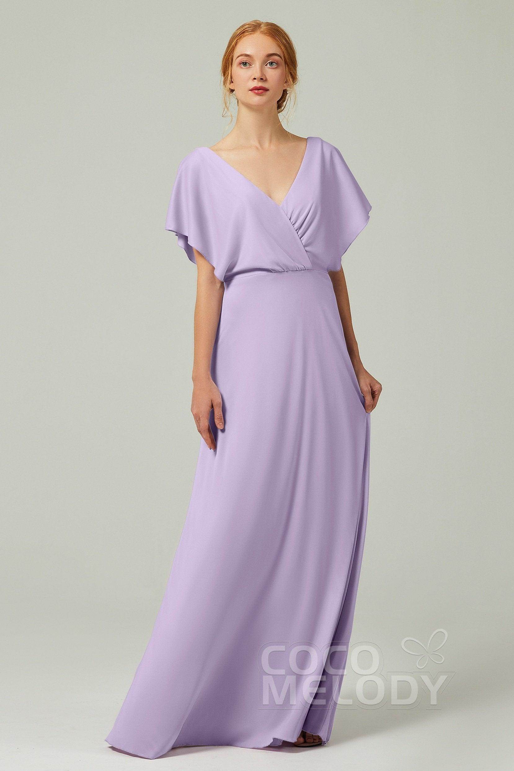 A-Line Floor Length Chiffon Bridesmaid Dress CB0351 - COCOMELODY
