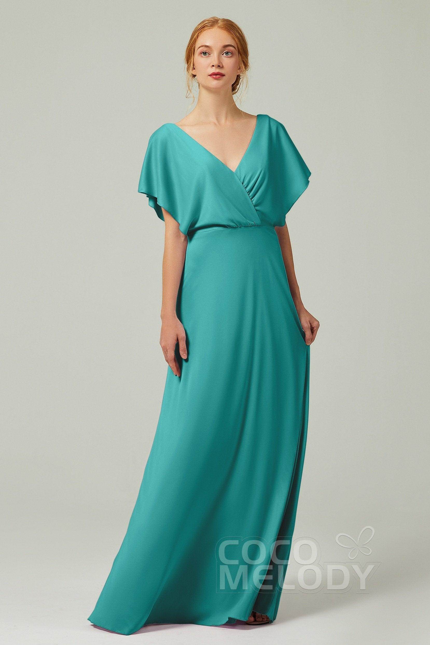 A-Line Floor Length Chiffon Bridesmaid Dress CB0351 - COCOMELODY