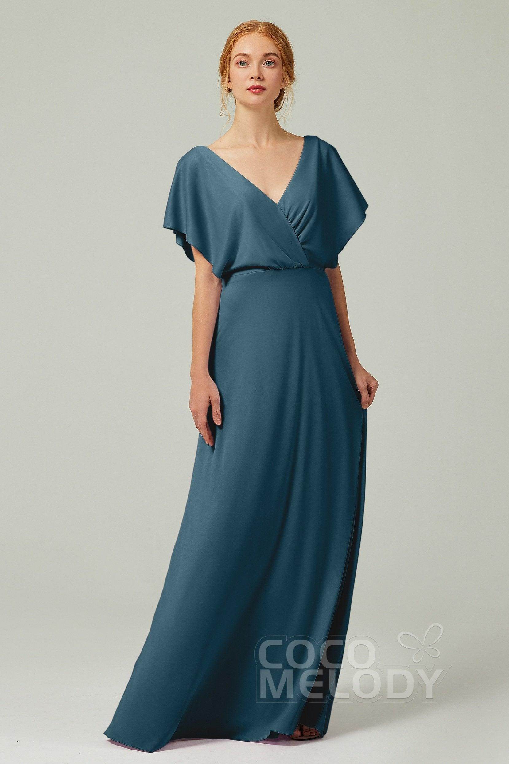 A-Line Floor Length Chiffon Bridesmaid Dress CB0351 - COCOMELODY