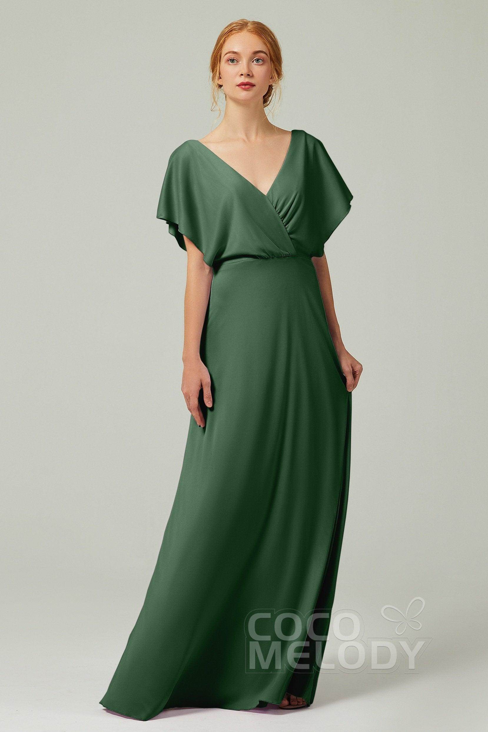 A-Line Floor Length Chiffon Bridesmaid Dress CB0351 - COCOMELODY