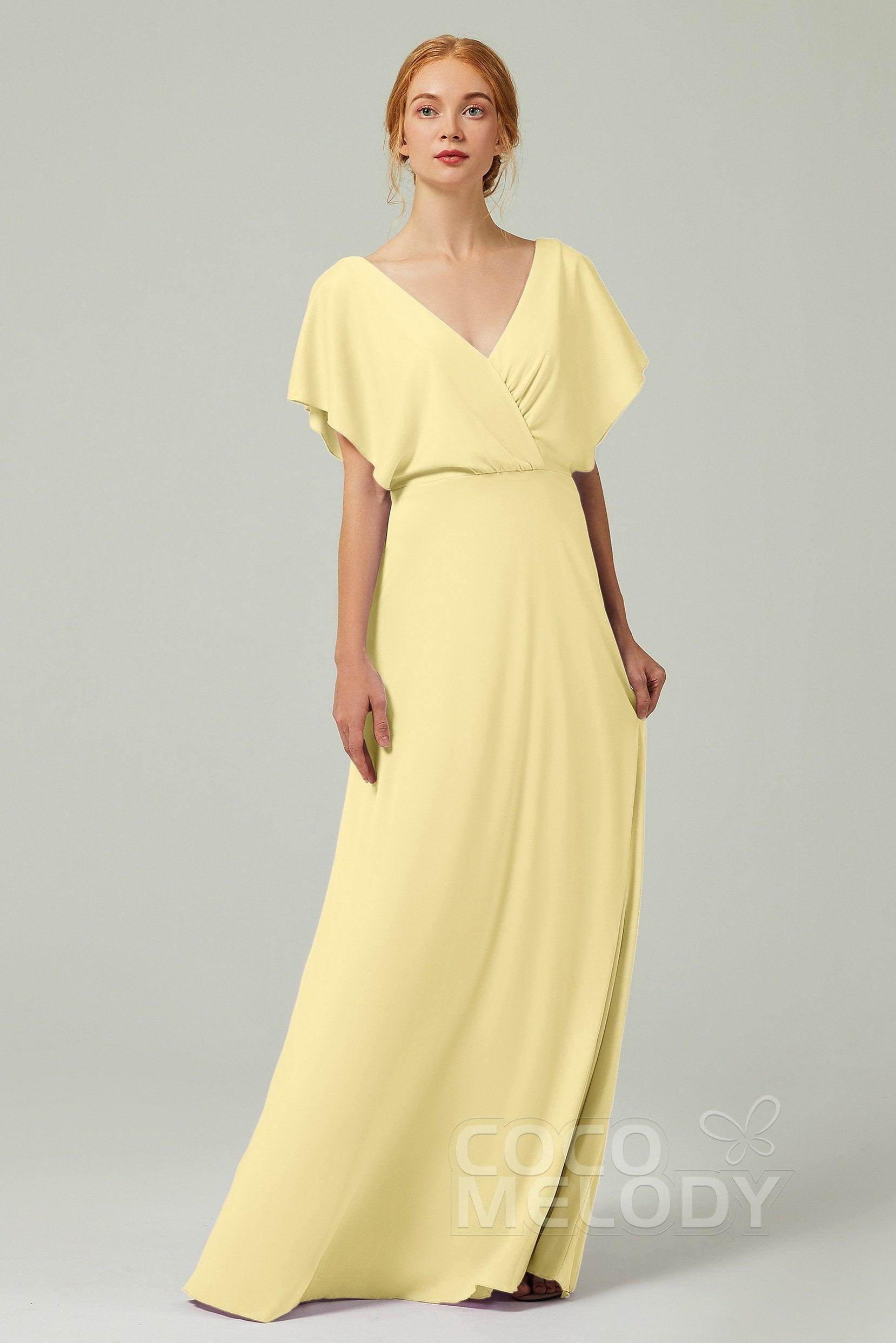 A-Line Floor Length Chiffon Bridesmaid Dress CB0351 - COCOMELODY