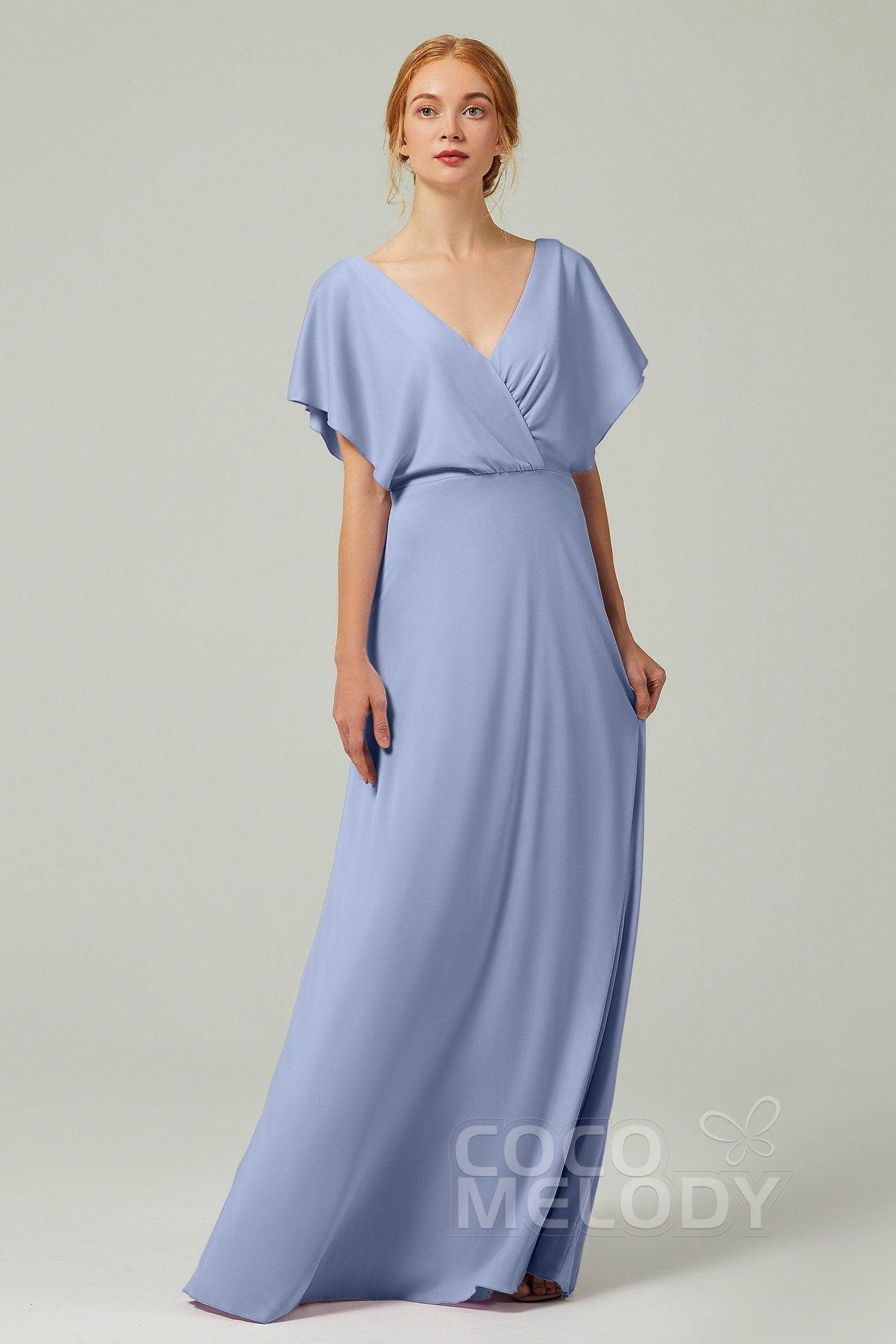 A-Line Floor Length Chiffon Bridesmaid Dress CB0351 - COCOMELODY