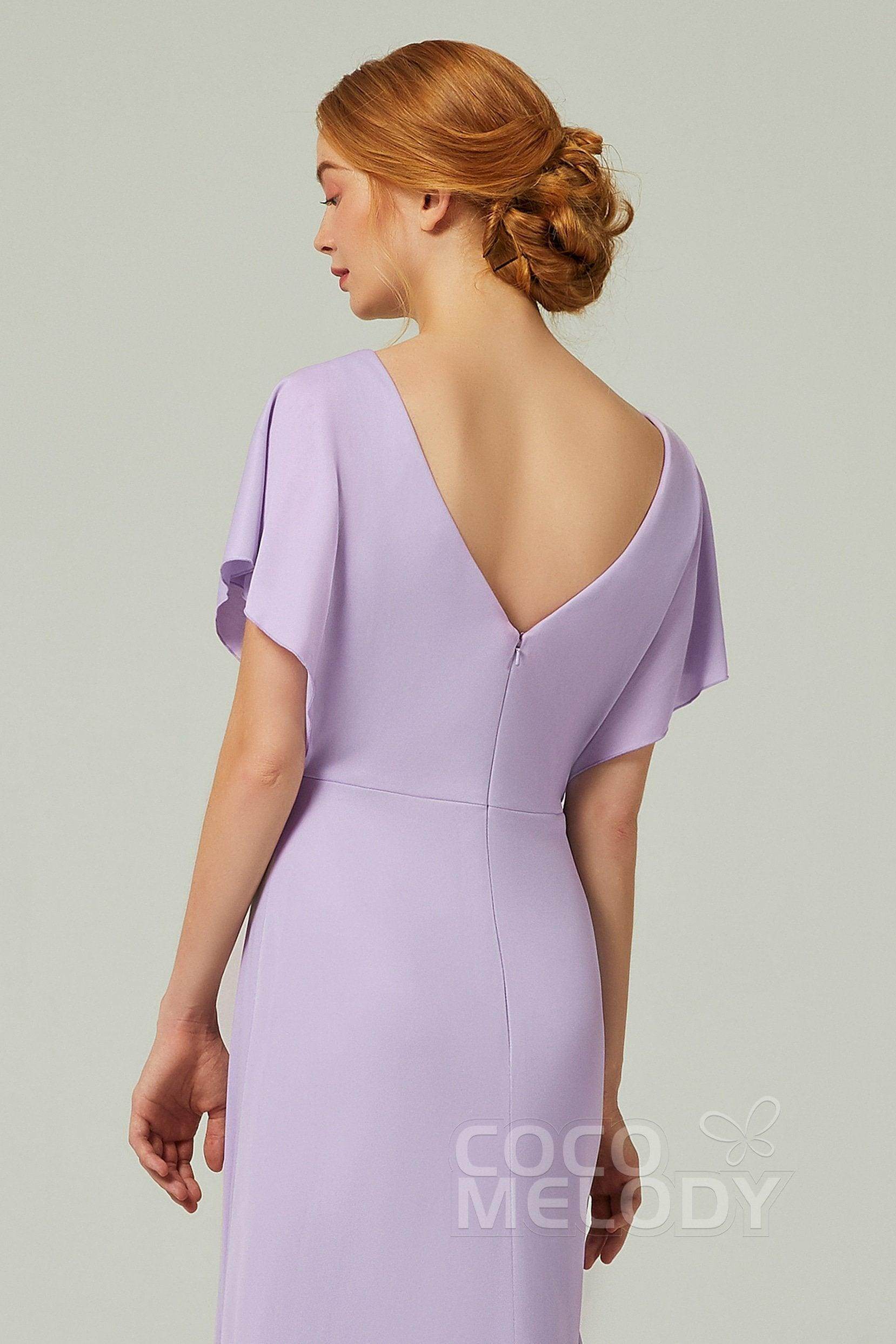 A-Line Floor Length Chiffon Bridesmaid Dress CB0351 - COCOMELODY