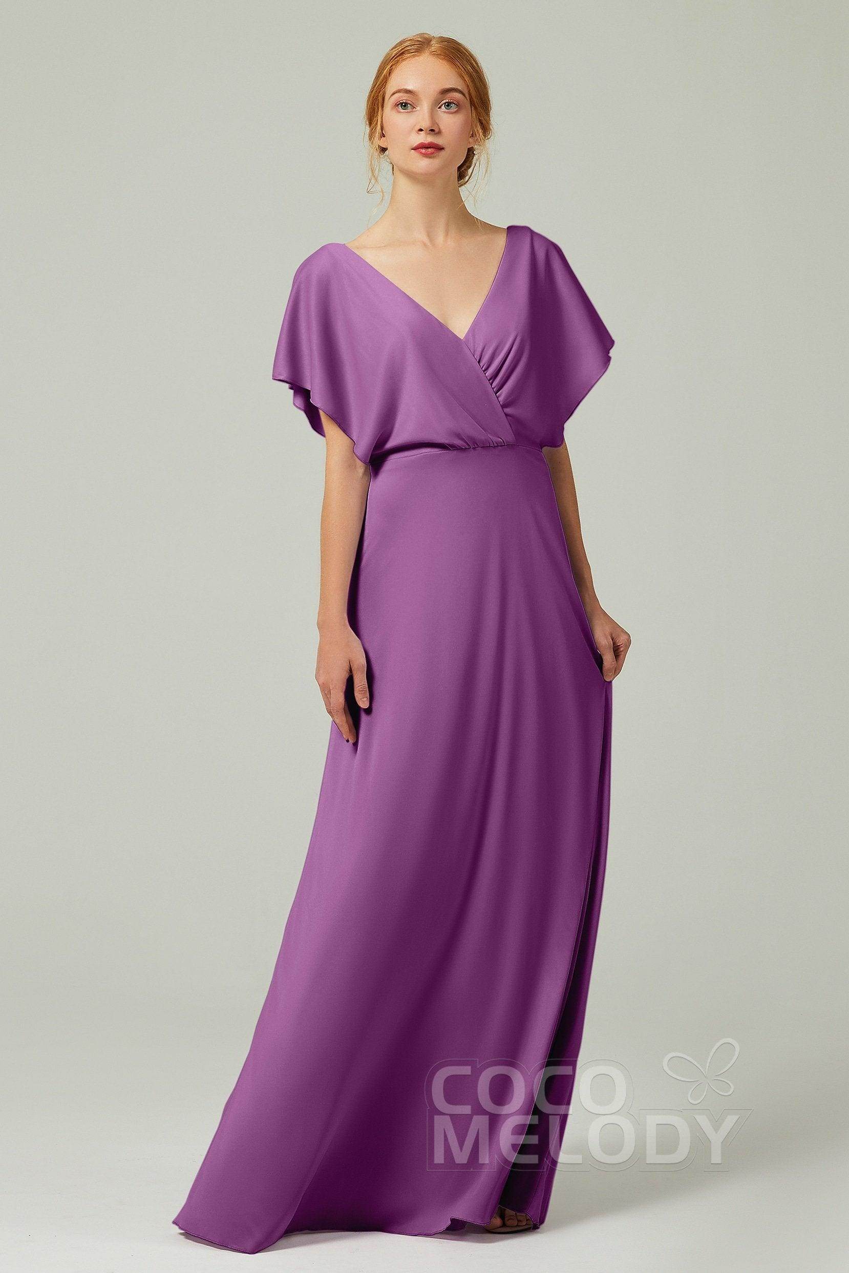 A-Line Floor Length Chiffon Bridesmaid Dress CB0351 - COCOMELODY