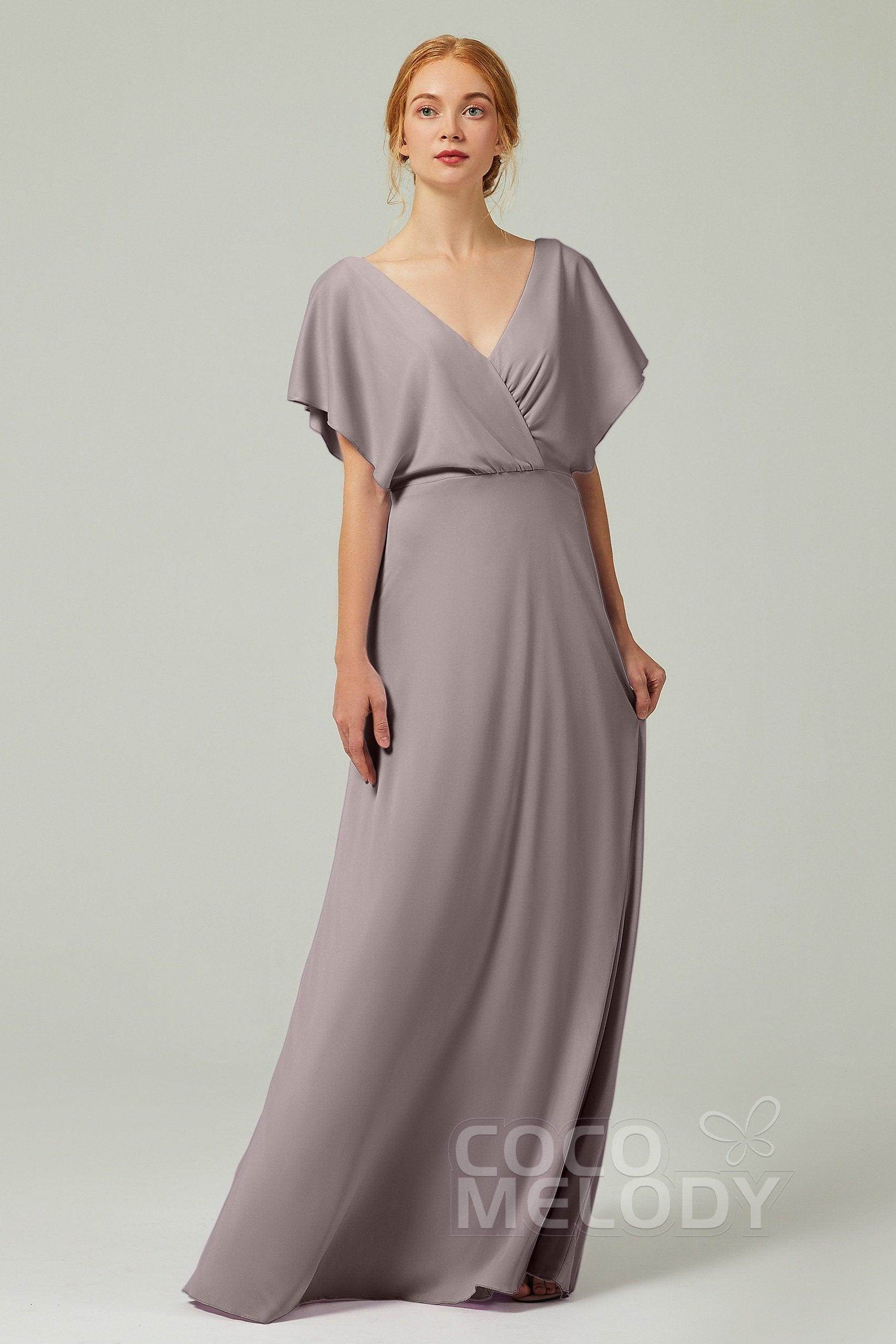A-Line Floor Length Chiffon Bridesmaid Dress CB0351 - COCOMELODY