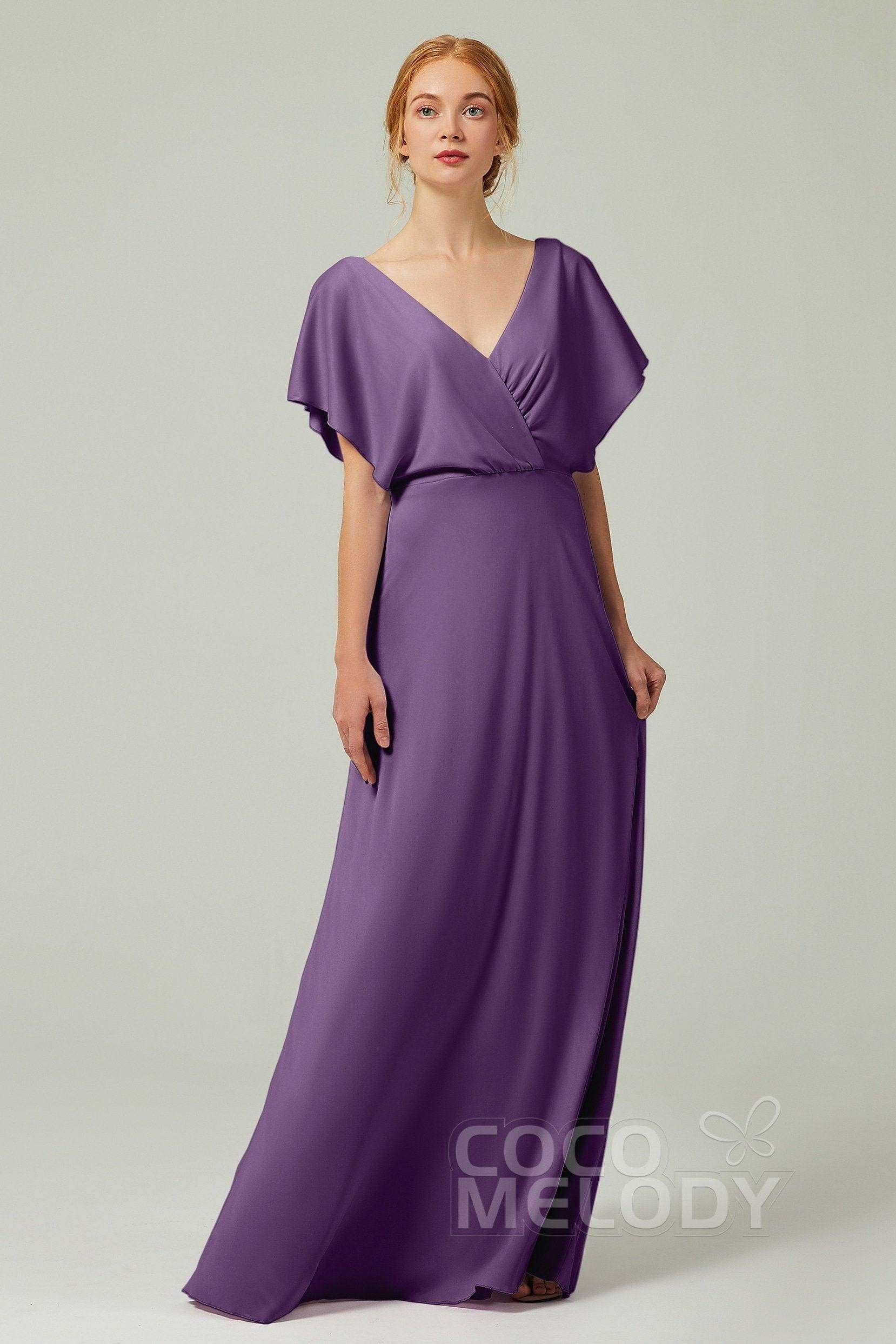 A-Line Floor Length Chiffon Bridesmaid Dress CB0351 - COCOMELODY