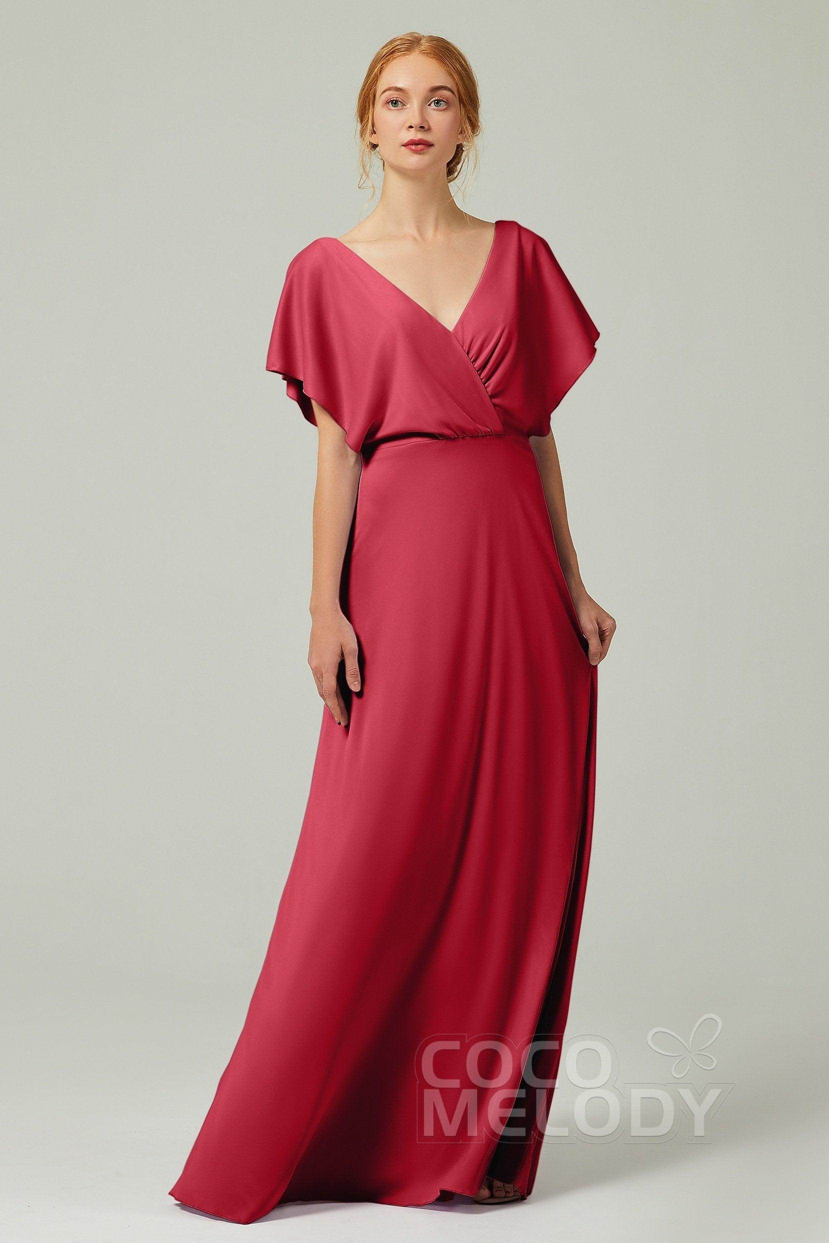 A-Line Floor Length Chiffon Bridesmaid Dress CB0351 - COCOMELODY