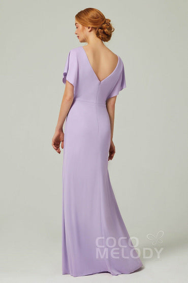 A-Line Floor Length Chiffon Bridesmaid Dress CB0351 - COCOMELODY