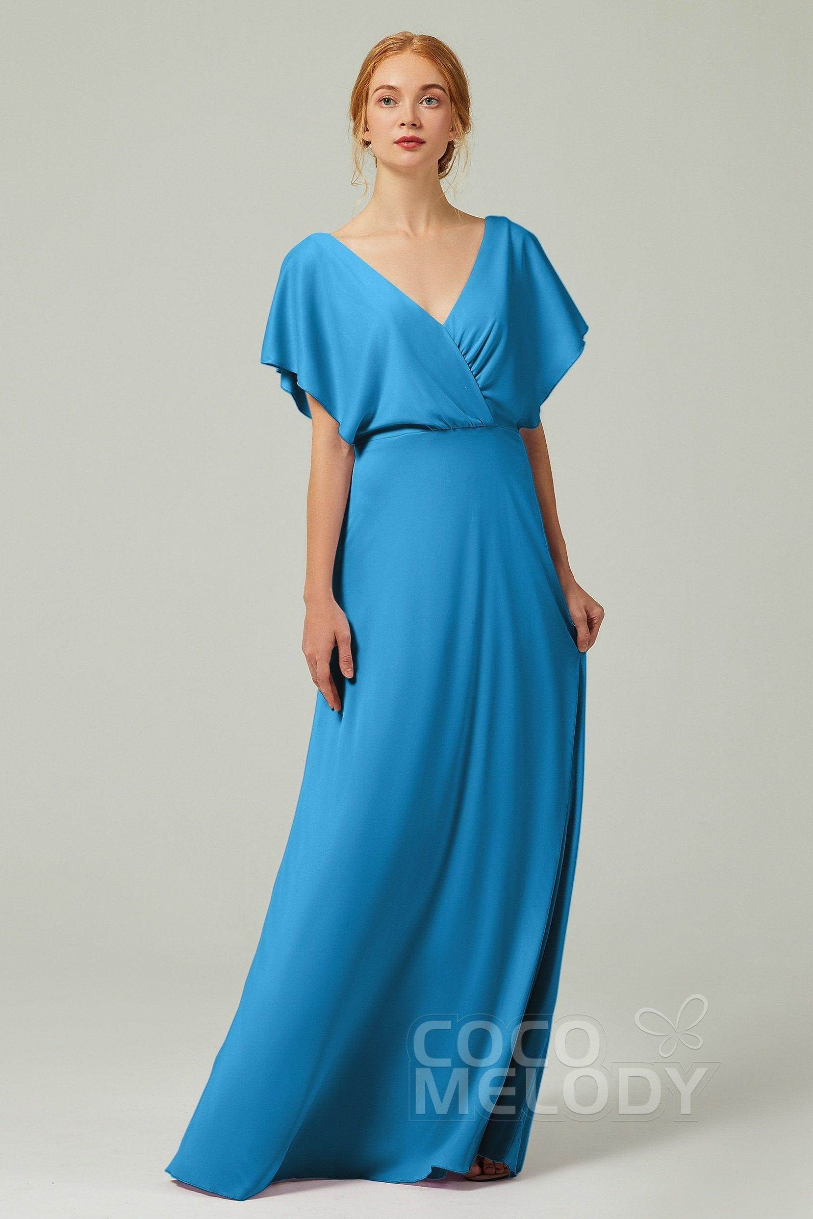A-Line Floor Length Chiffon Bridesmaid Dress CB0351 - COCOMELODY