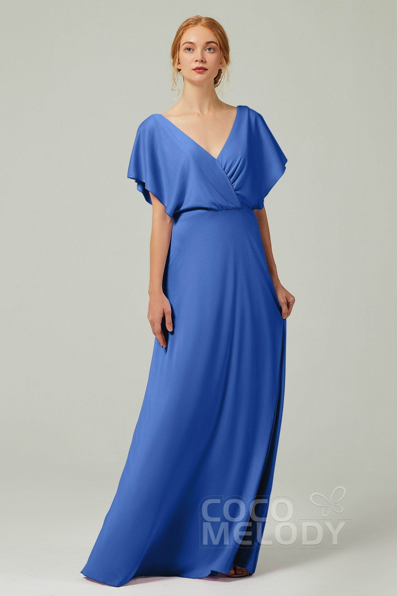A-Line Floor Length Chiffon Bridesmaid Dress CB0351 - COCOMELODY