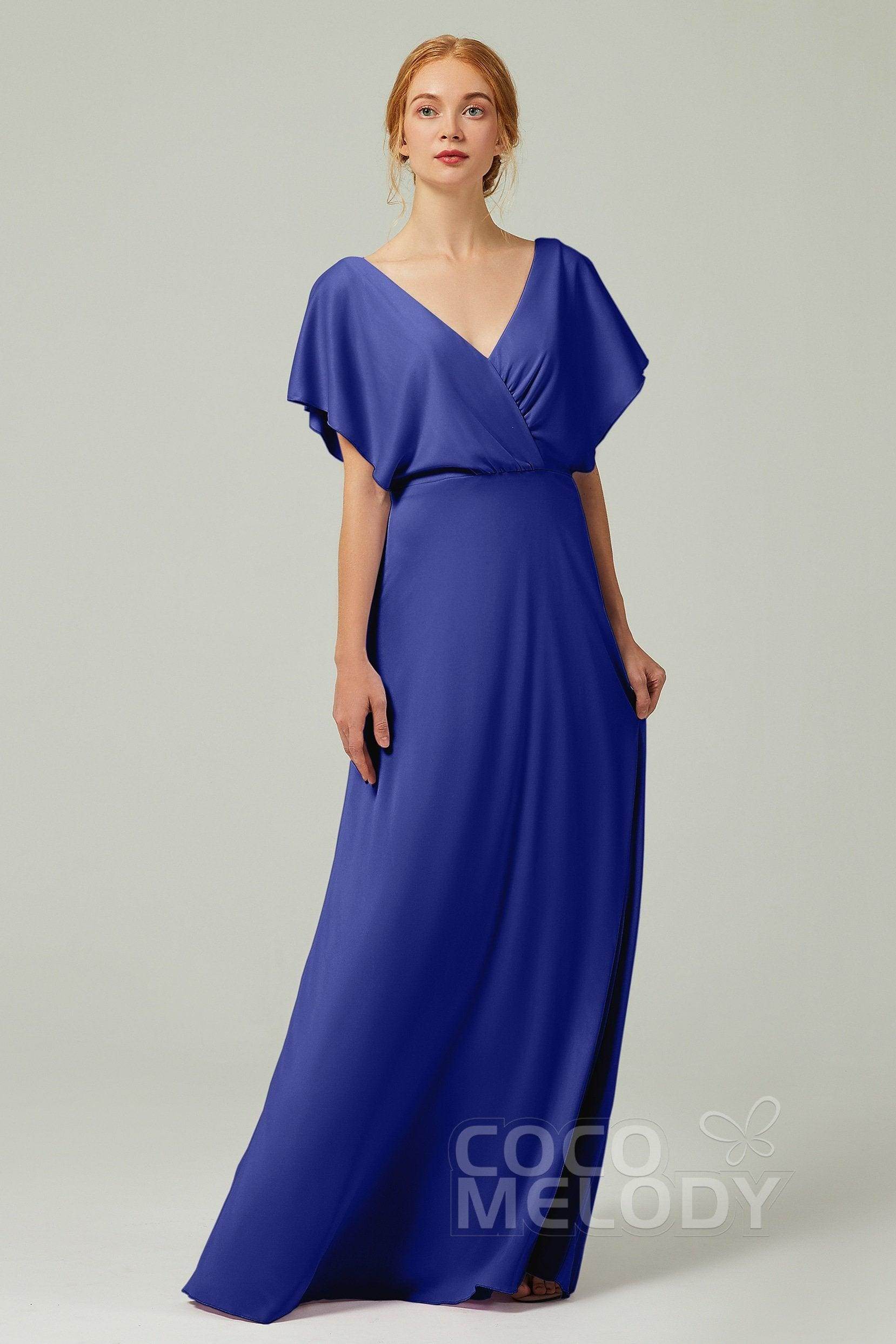 A-Line Floor Length Chiffon Bridesmaid Dress CB0351 - COCOMELODY