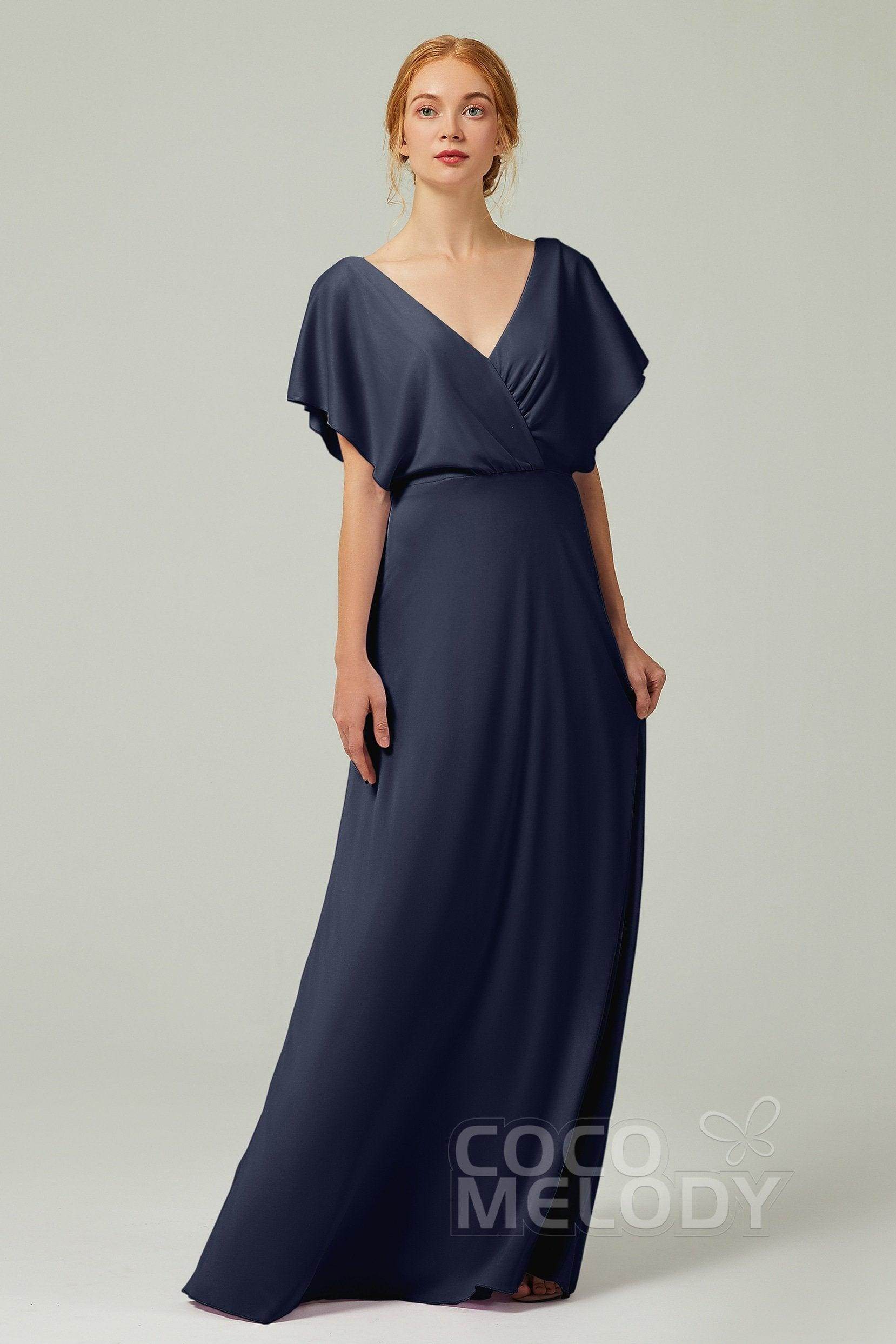 A-Line Floor Length Chiffon Bridesmaid Dress CB0351 - COCOMELODY
