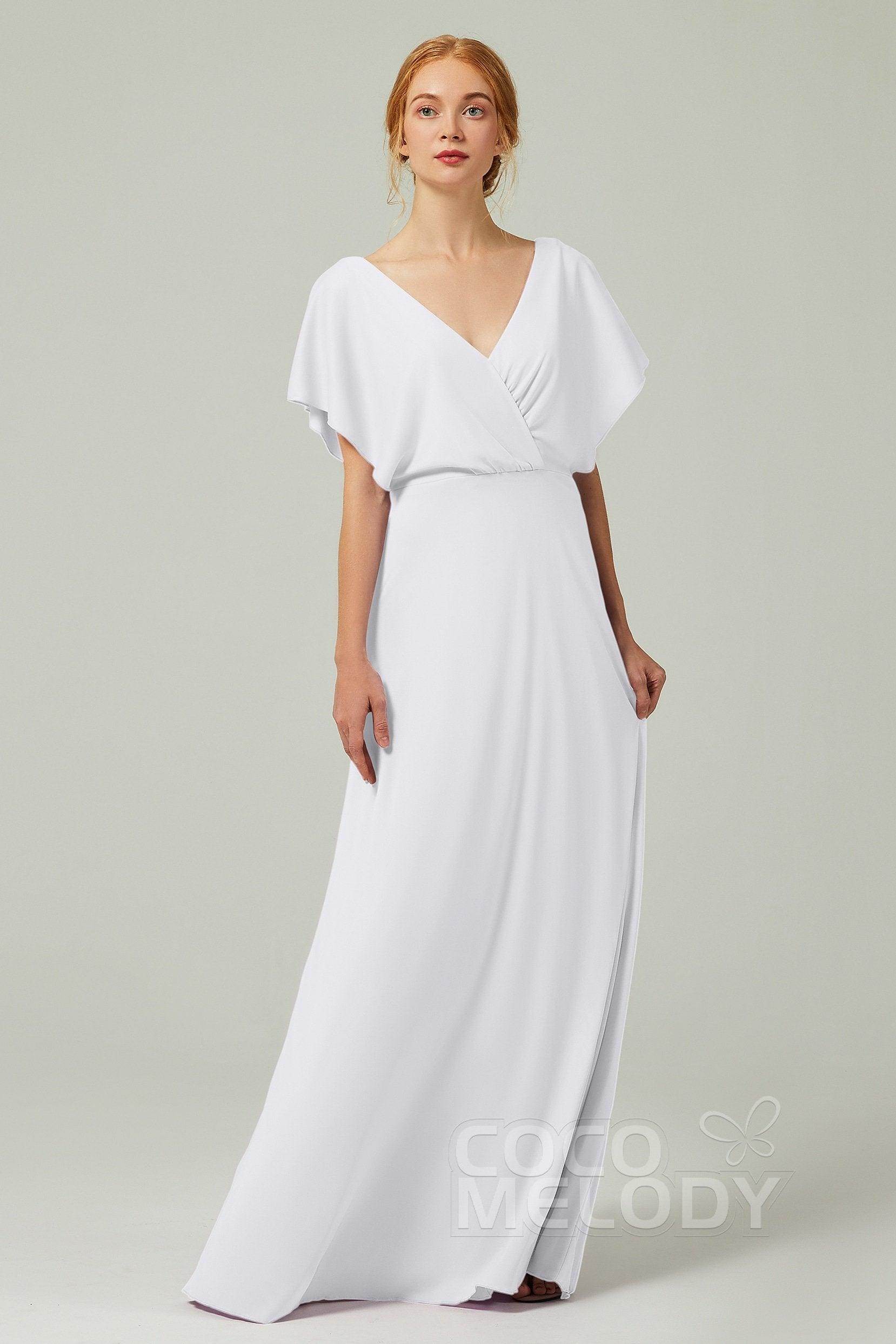 A-Line Floor Length Chiffon Bridesmaid Dress CB0351 - COCOMELODY