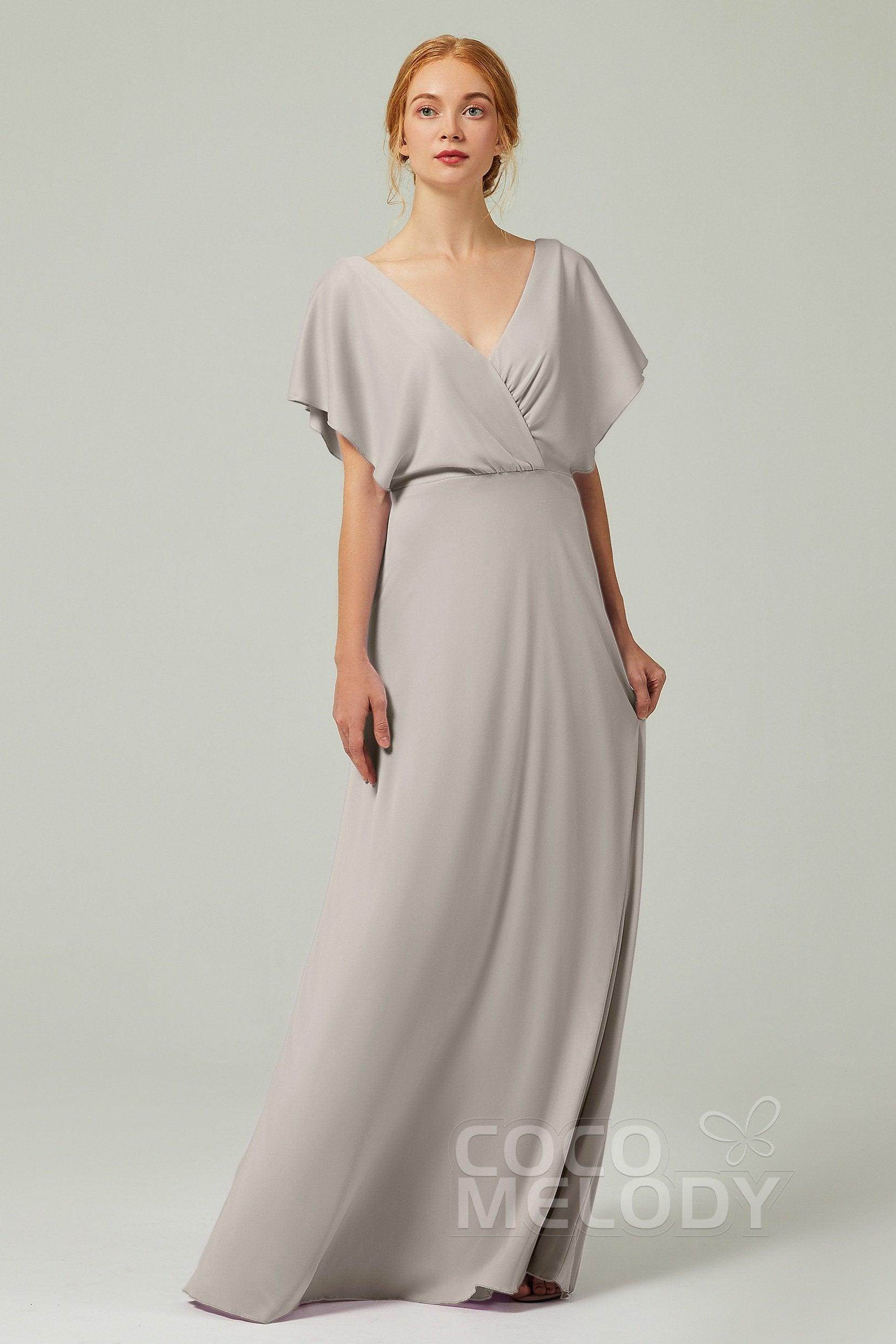 A-Line Floor Length Chiffon Bridesmaid Dress CB0351 - COCOMELODY