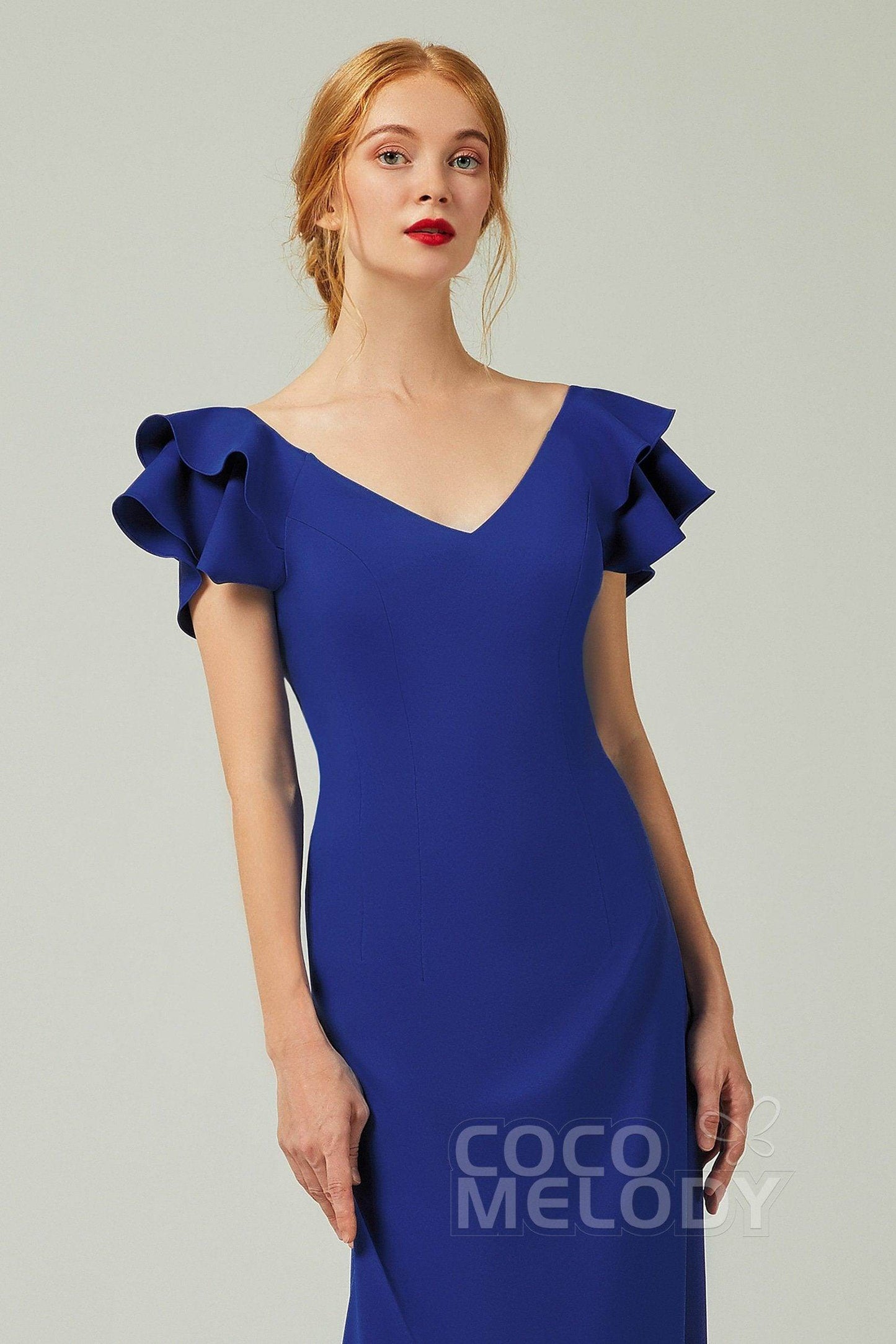 Sheath-Column Floor Length Chiffon Bridesmaid Dress Formal Dresses CB0353 - COCOMELODY
