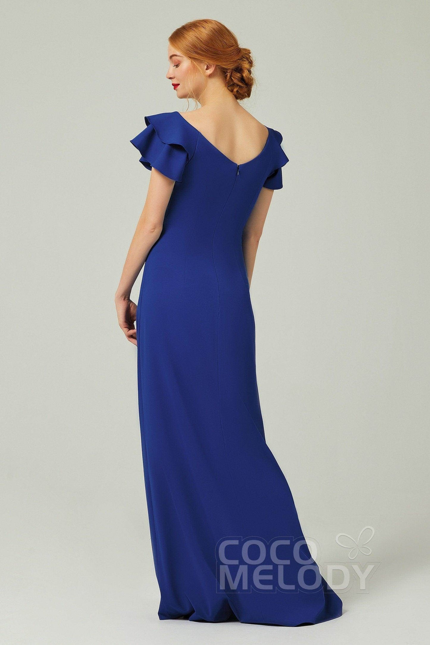 Sheath-Column Floor Length Chiffon Bridesmaid Dress Formal Dresses CB0353 - COCOMELODY