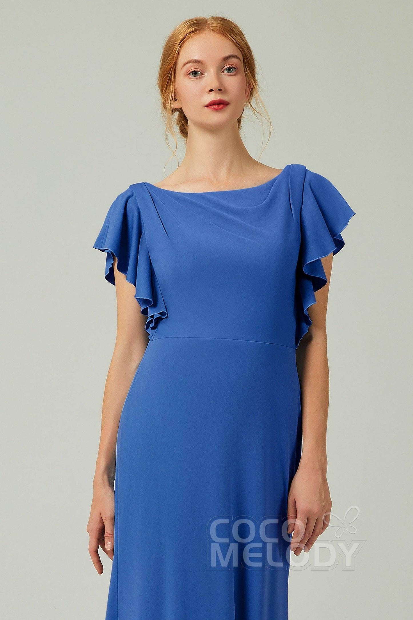 Sheath-Column Floor Length Chiffon Bridesmaid Dress Formal Dresses CB0357 - COCOMELODY