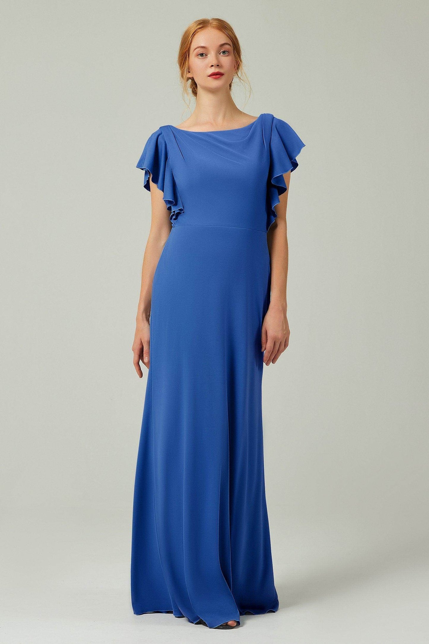 Sheath-Column Floor Length Chiffon Bridesmaid Dress Formal Dresses CB0357 - COCOMELODY