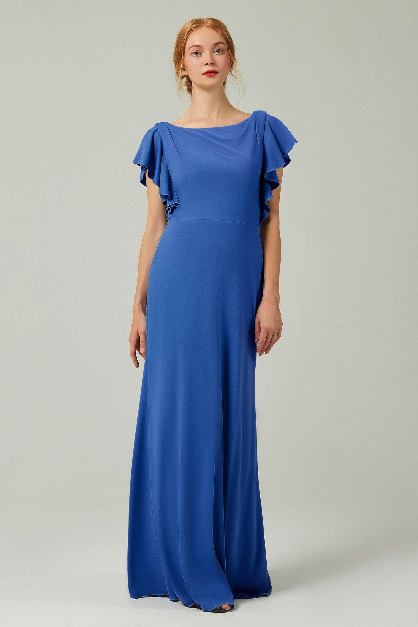 Sheath-Column Floor Length Chiffon Bridesmaid Dress Formal Dresses CB0357 - COCOMELODY
