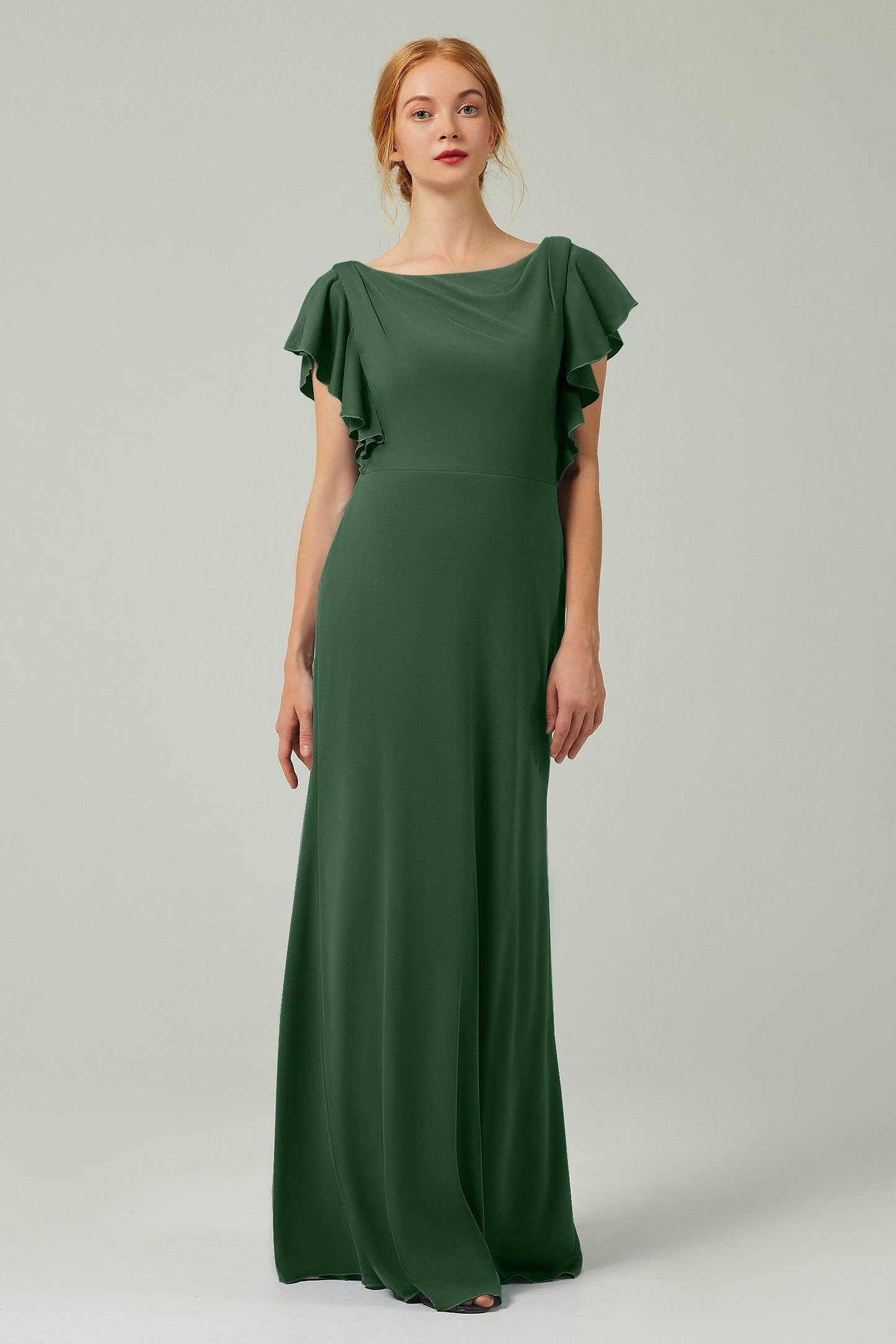Sheath-Column Floor Length Chiffon Bridesmaid Dress Formal Dresses CB0357 - COCOMELODY