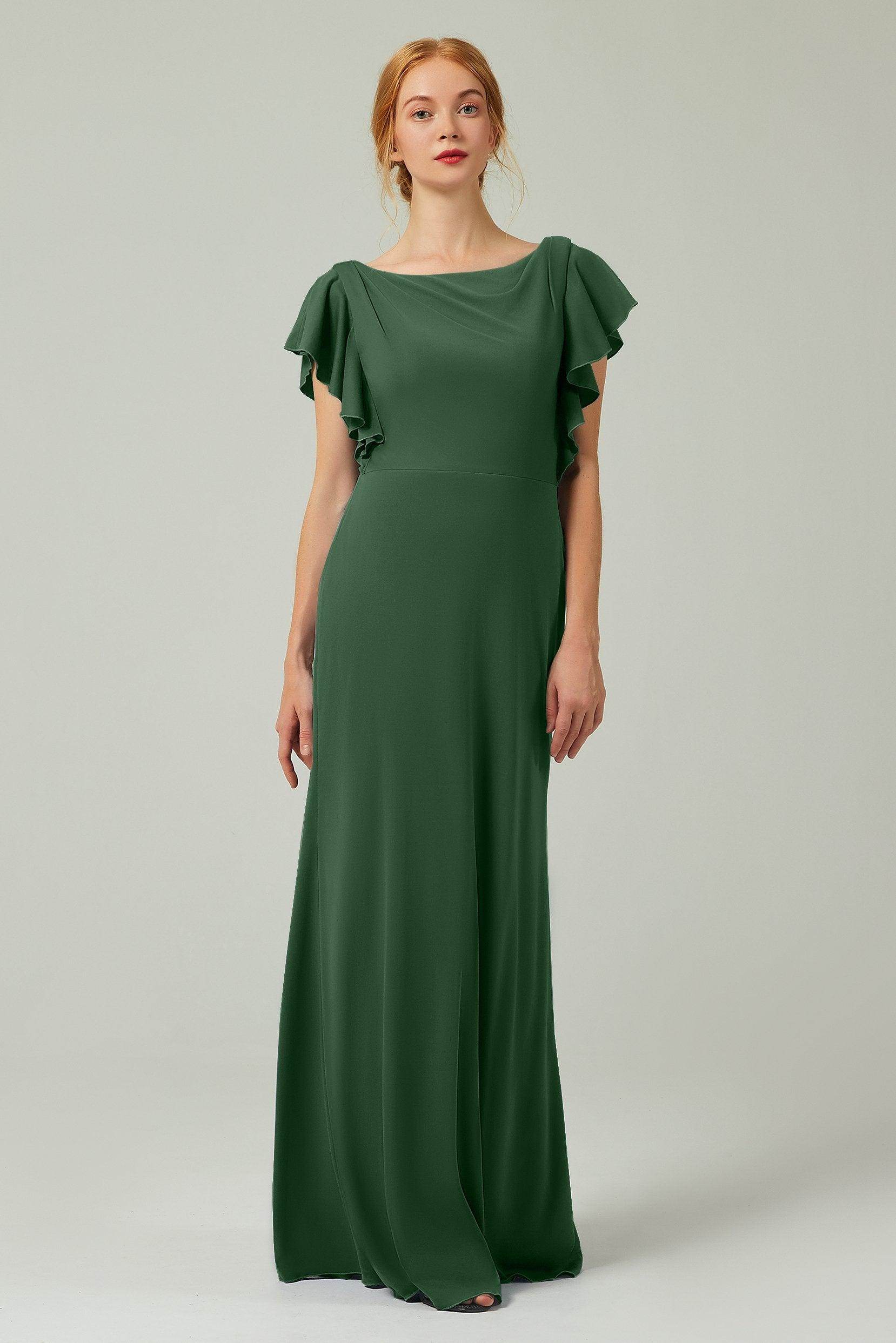 Sheath-Column Floor Length Chiffon Bridesmaid Dress Formal Dresses CB0357 - COCOMELODY