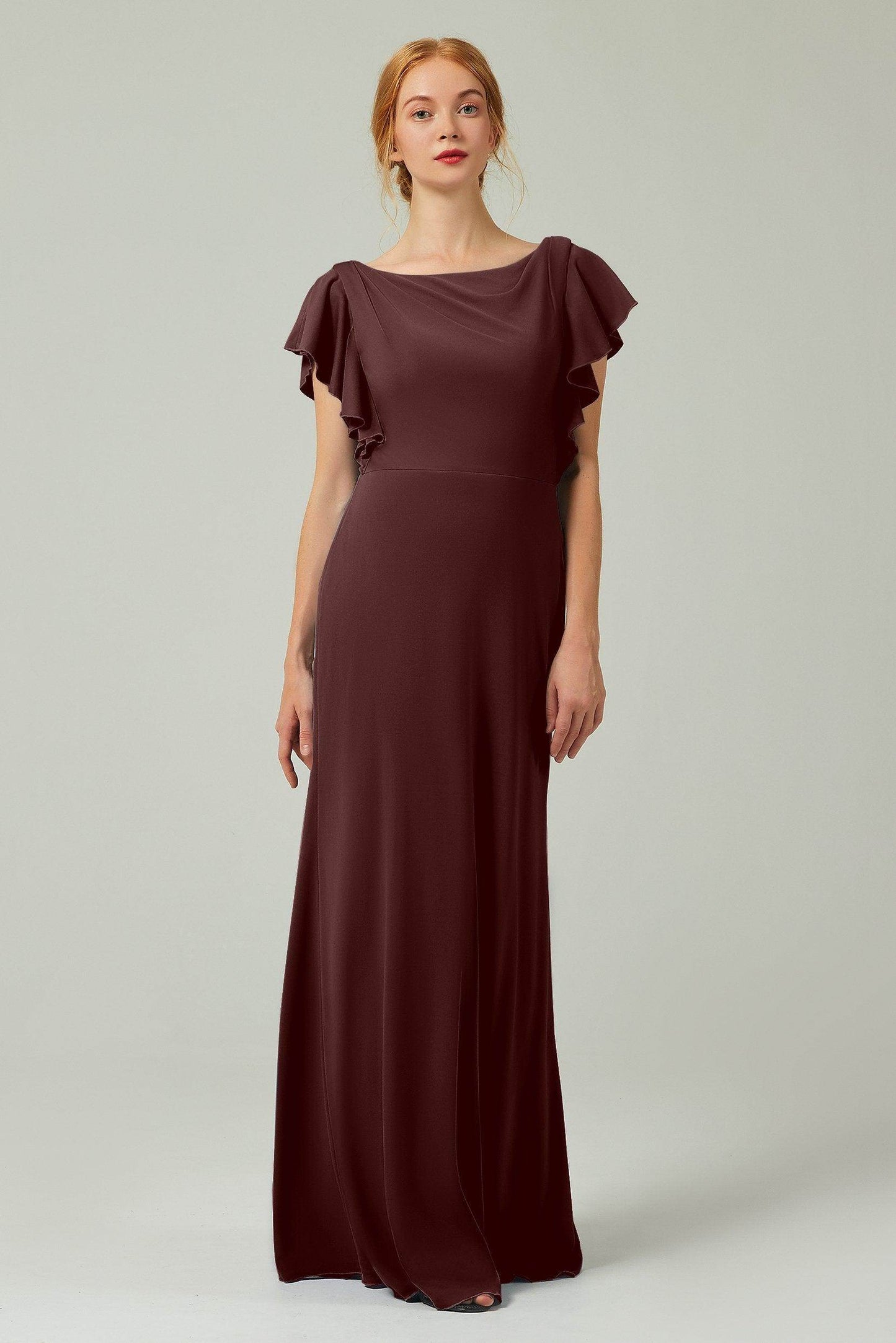 Sheath-Column Floor Length Chiffon Bridesmaid Dress Formal Dresses CB0357 - COCOMELODY