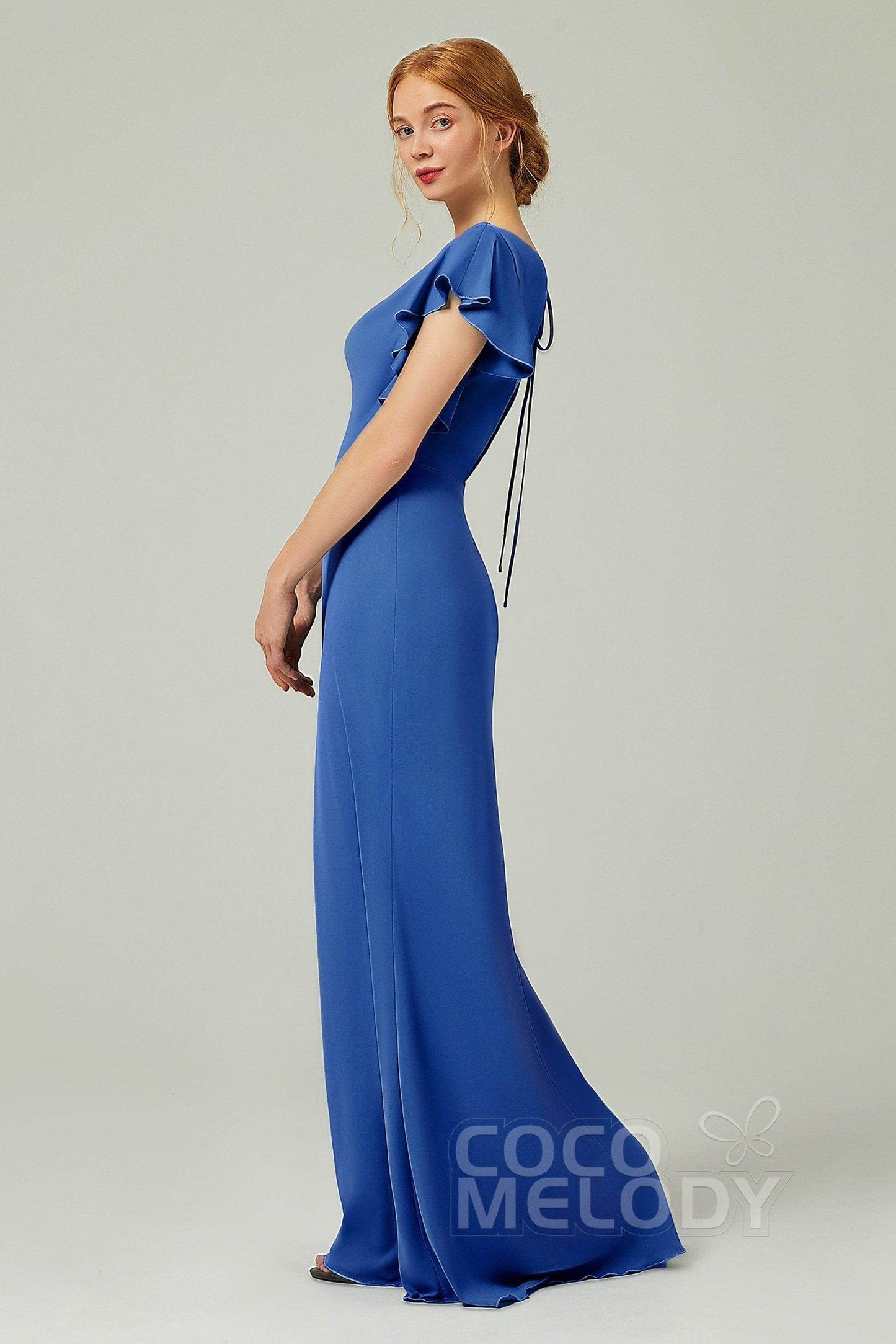 Sheath-Column Floor Length Chiffon Bridesmaid Dress Formal Dresses CB0357 - COCOMELODY