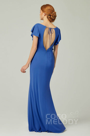 Sheath-Column Floor Length Chiffon Bridesmaid Dress Formal Dresses CB0357 - COCOMELODY