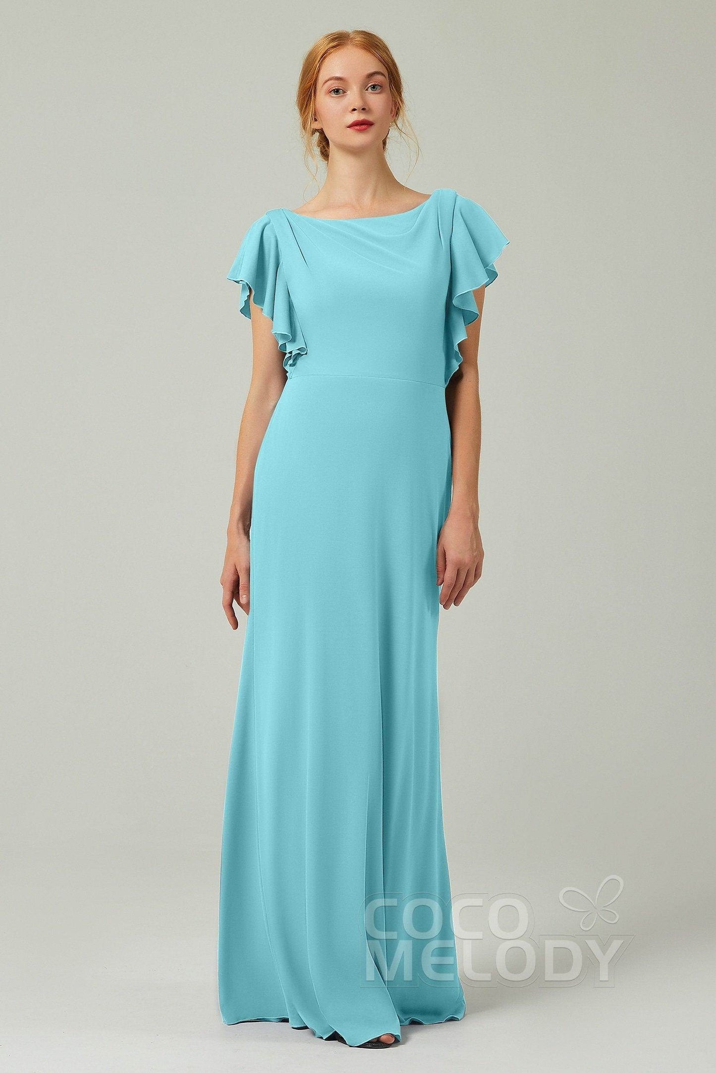 Sheath-Column Floor Length Chiffon Bridesmaid Dress Formal Dresses CB0357 - COCOMELODY