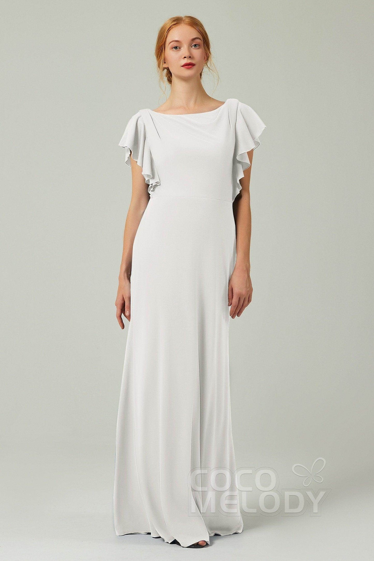 Sheath-Column Floor Length Chiffon Bridesmaid Dress Formal Dresses CB0357 - COCOMELODY