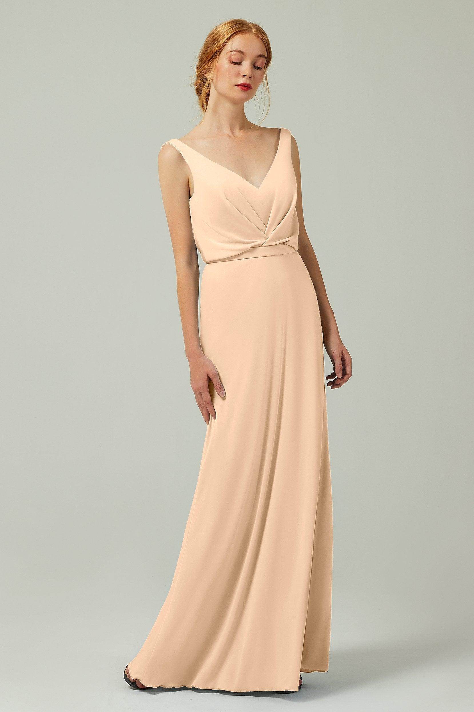 Sheath-Column Floor Length Chiffon Bridesmaid Dress Formal Dresses CB0358 - COCOMELODY