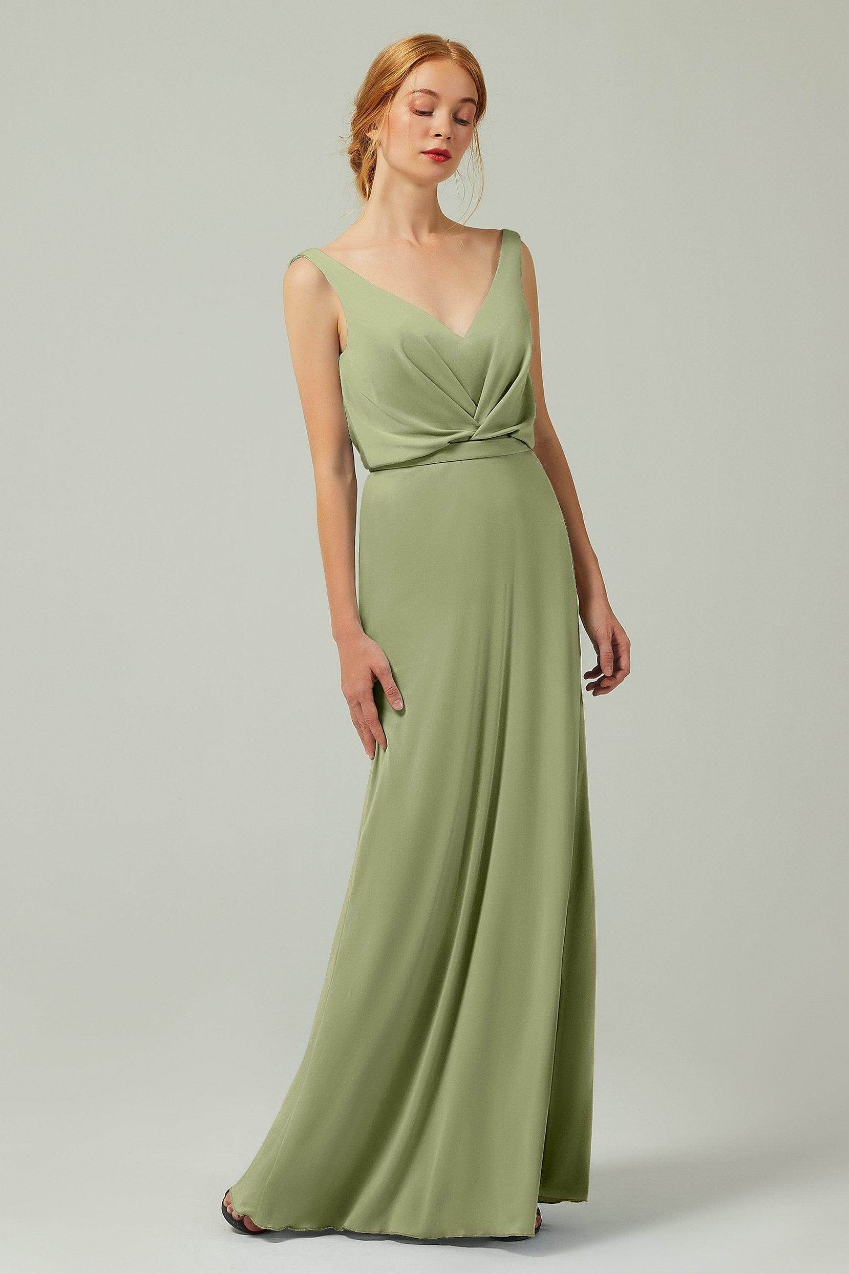 Sheath-Column Floor Length Chiffon Bridesmaid Dress Formal Dresses CB0358 - COCOMELODY