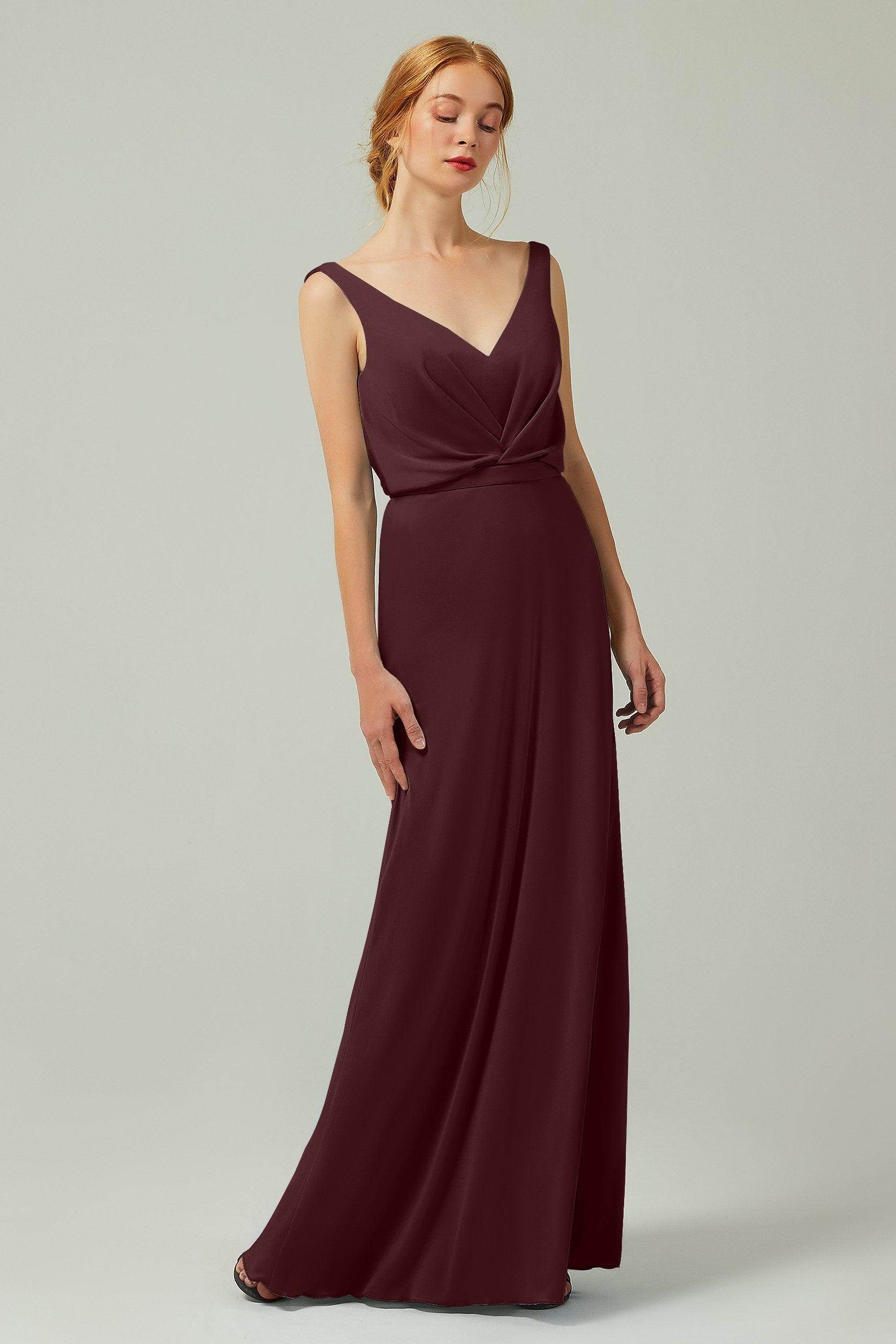 Sheath-Column Floor Length Chiffon Bridesmaid Dress Formal Dresses CB0358 - COCOMELODY