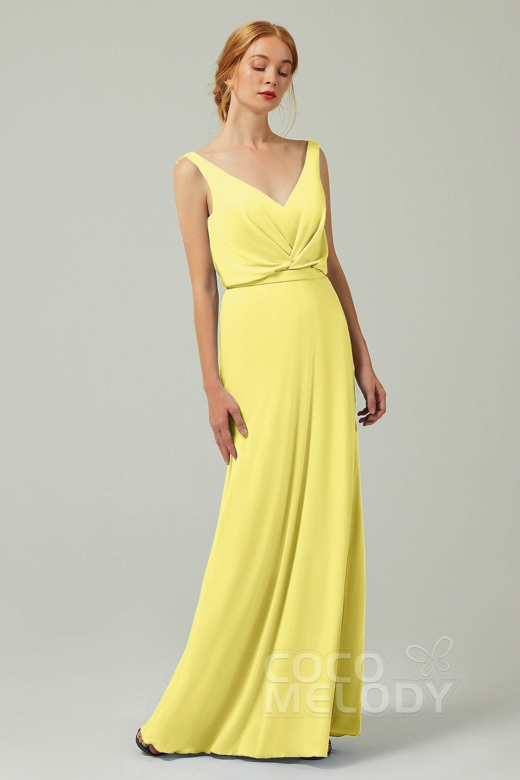 Sheath-Column Floor Length Chiffon Bridesmaid Dress Formal Dresses CB0358 - COCOMELODY