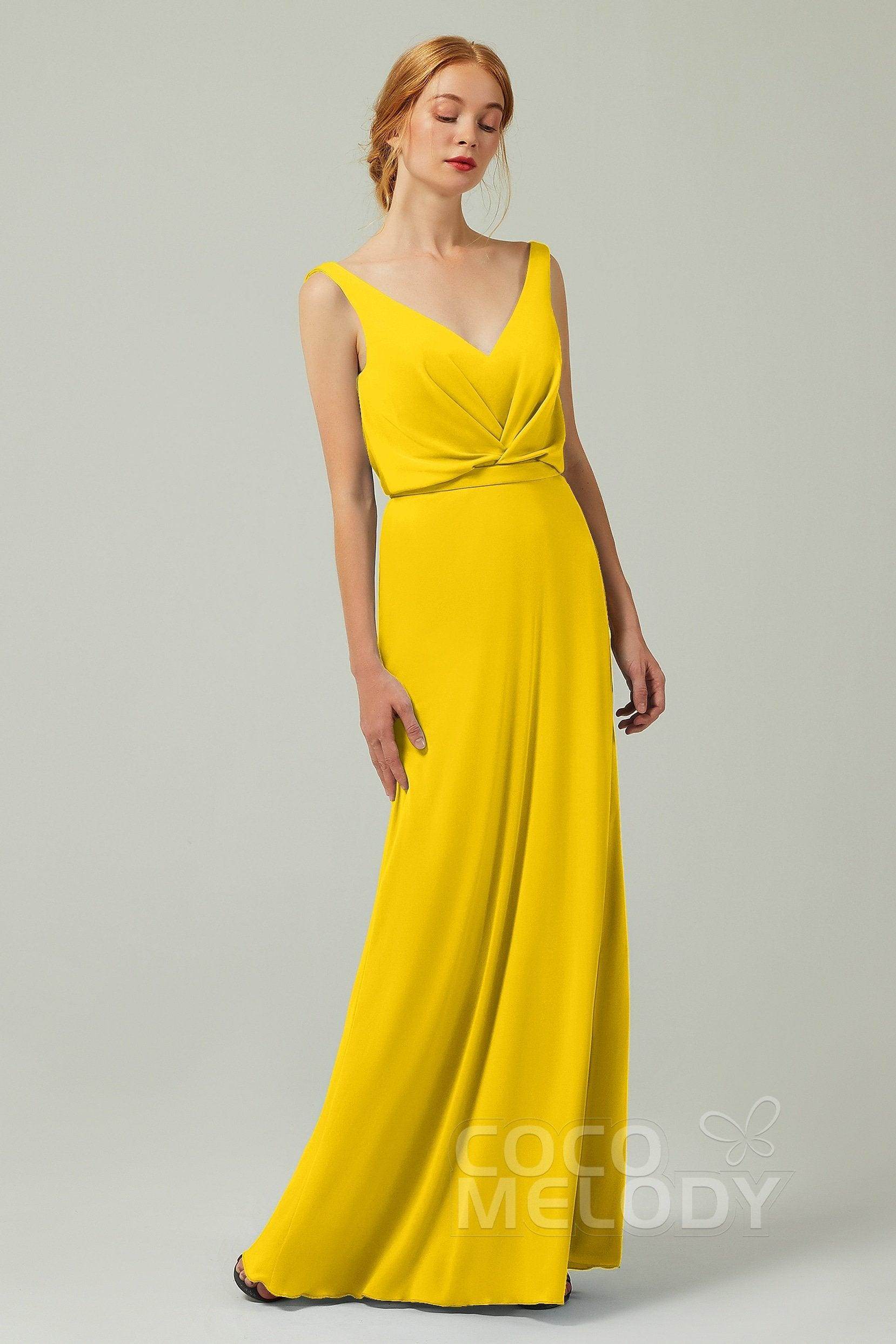 Sheath-Column Floor Length Chiffon Bridesmaid Dress Formal Dresses CB0358 - COCOMELODY