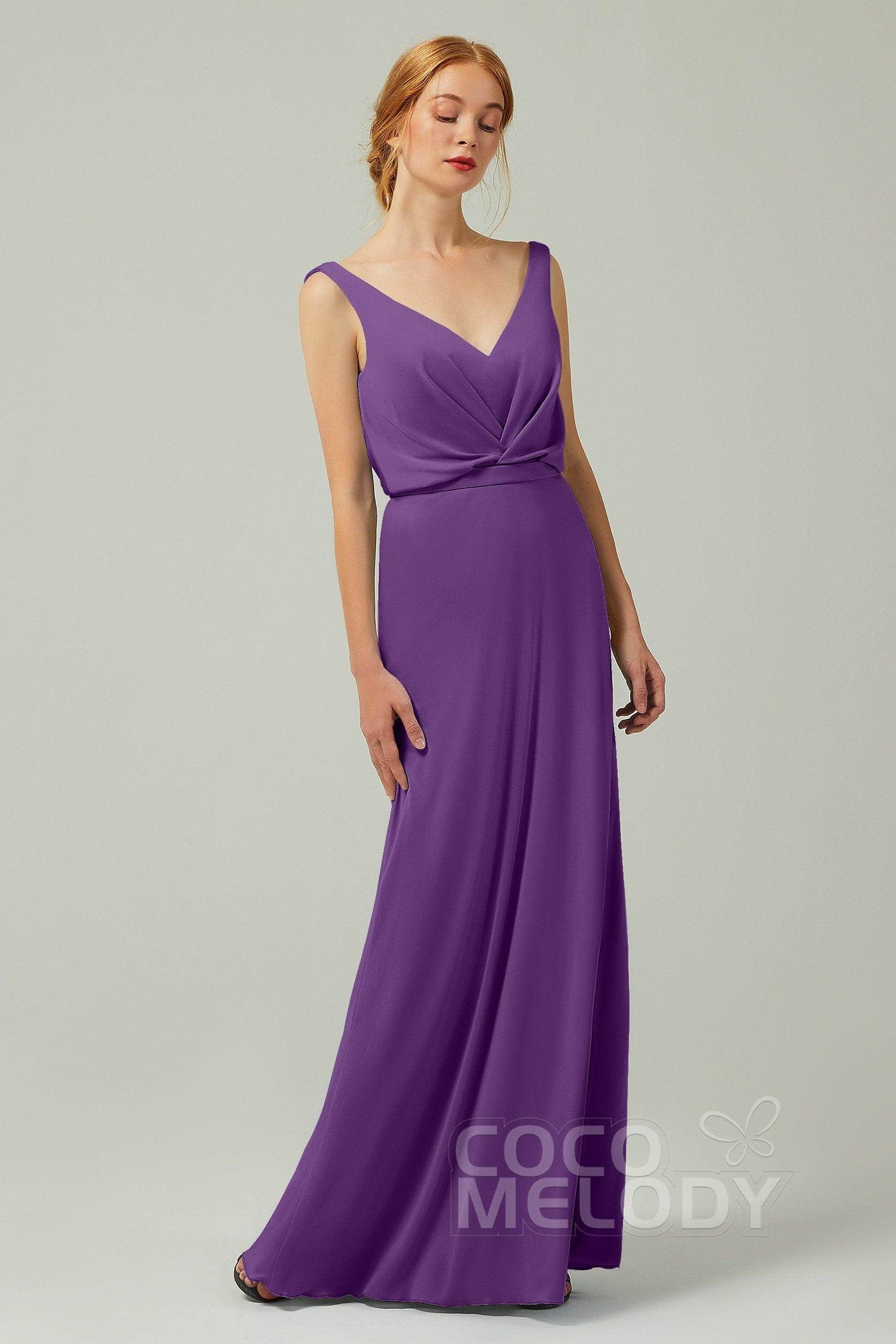 Sheath-Column Floor Length Chiffon Bridesmaid Dress Formal Dresses CB0358 - COCOMELODY