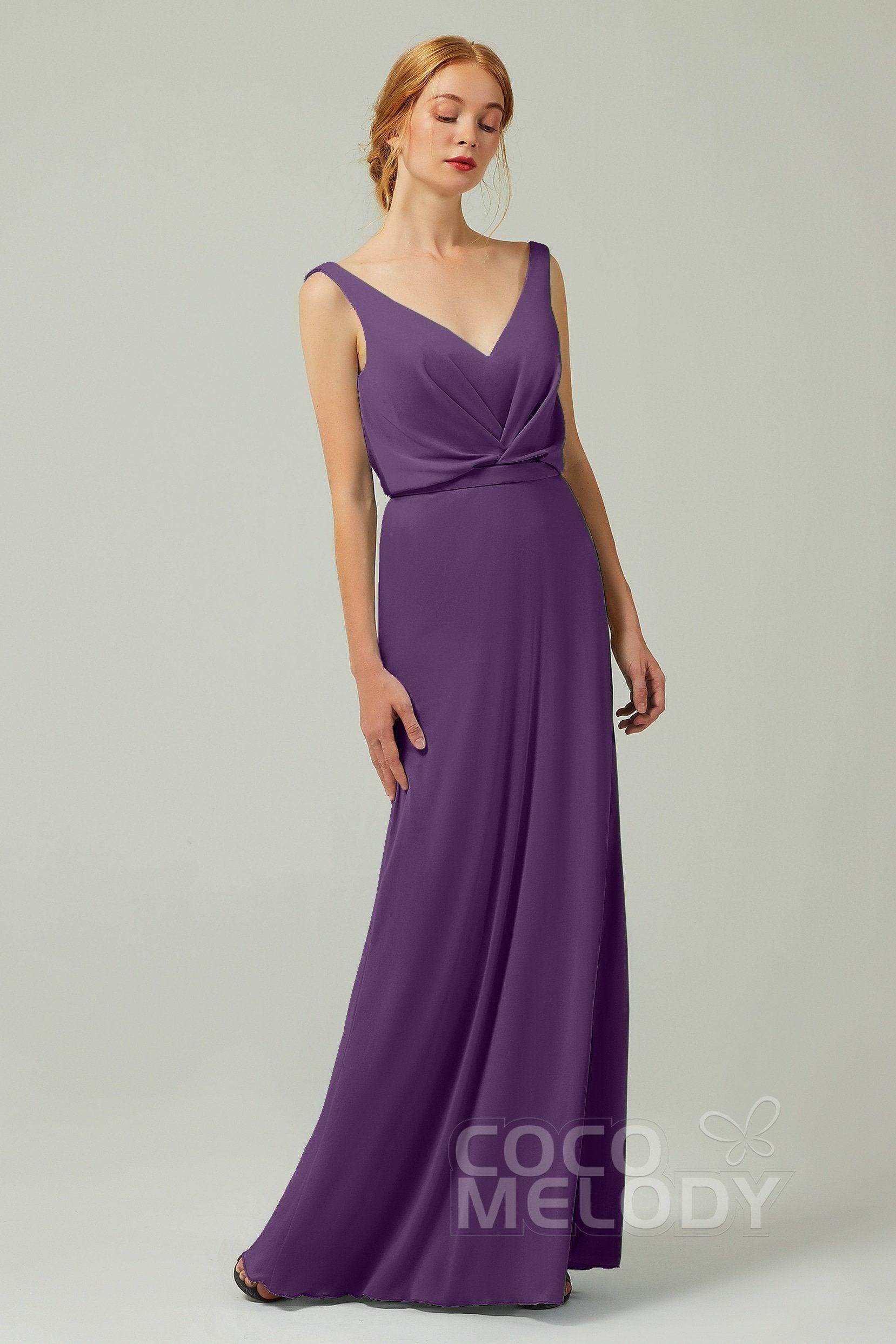 Sheath-Column Floor Length Chiffon Bridesmaid Dress Formal Dresses CB0358 - COCOMELODY