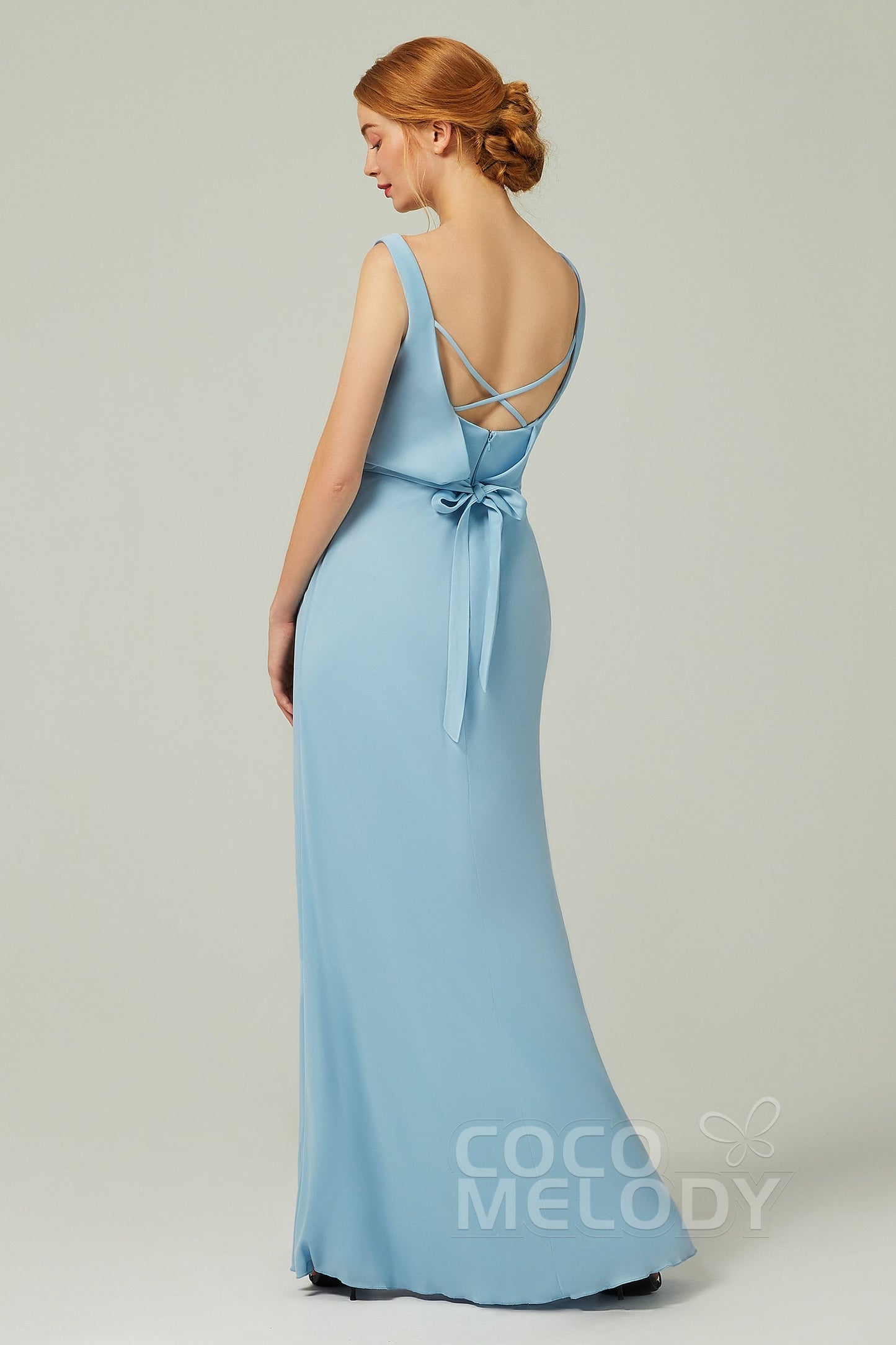 Sheath-Column Floor Length Chiffon Bridesmaid Dress Formal Dresses CB0358