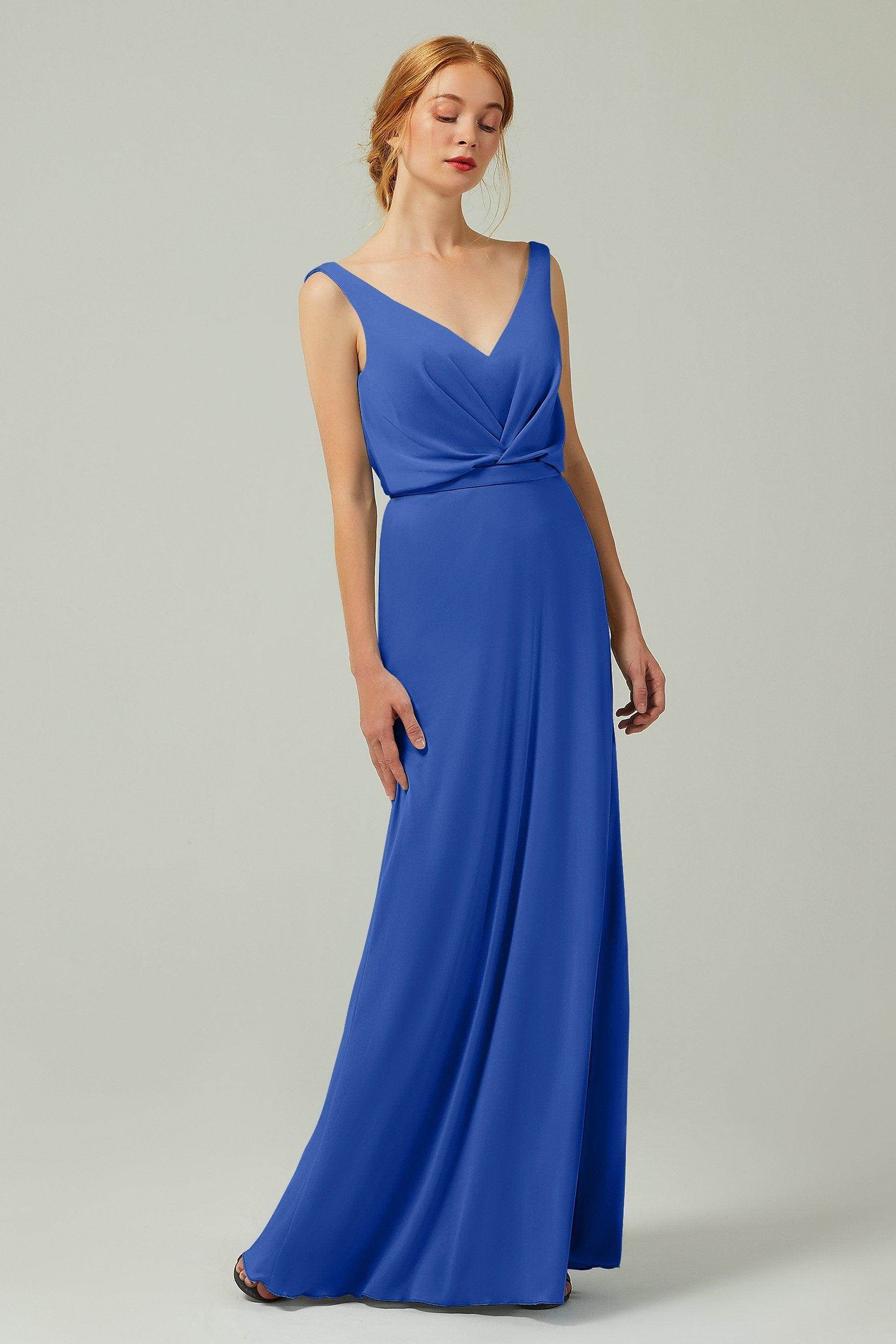 Sheath-Column Floor Length Chiffon Bridesmaid Dress Formal Dresses CB0358 - COCOMELODY