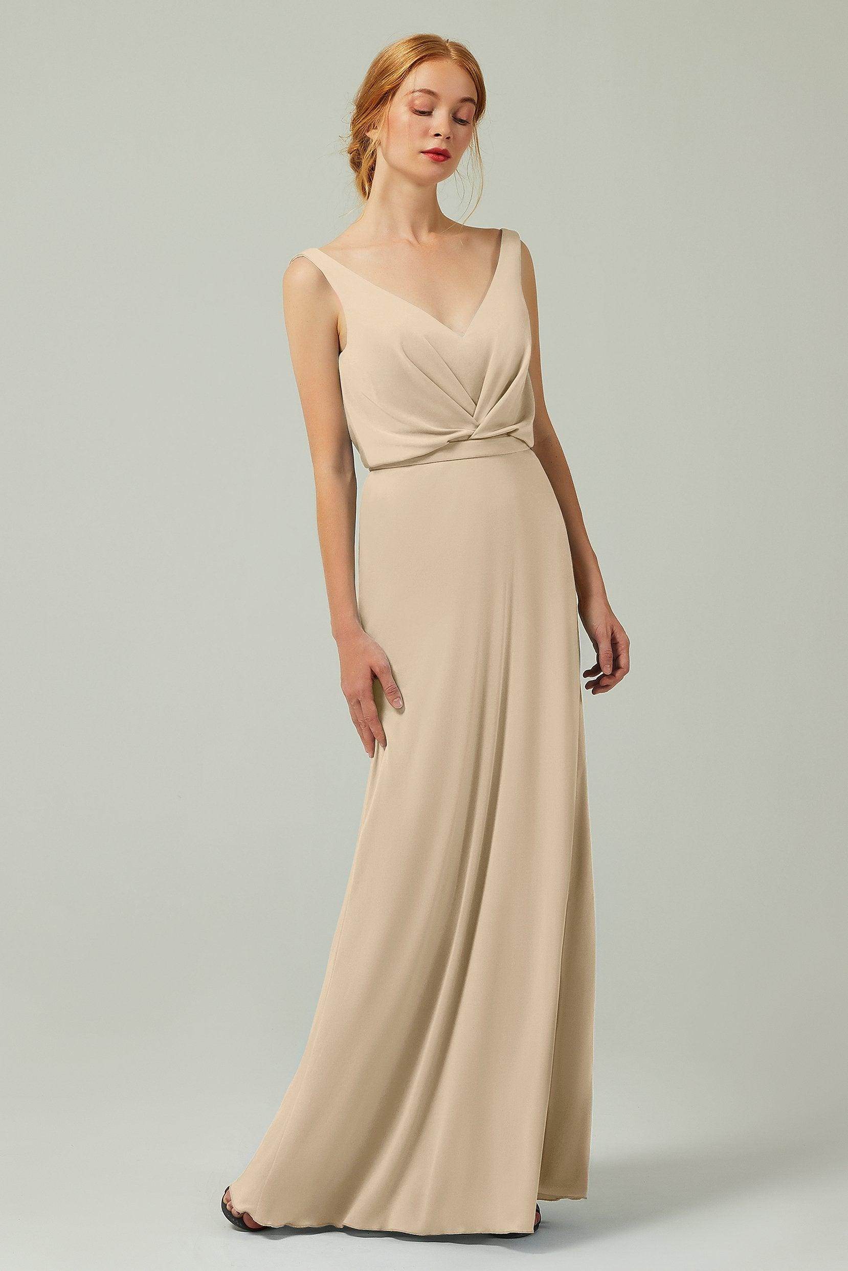 Sheath-Column Floor Length Chiffon Bridesmaid Dress Formal Dresses CB0358 - COCOMELODY