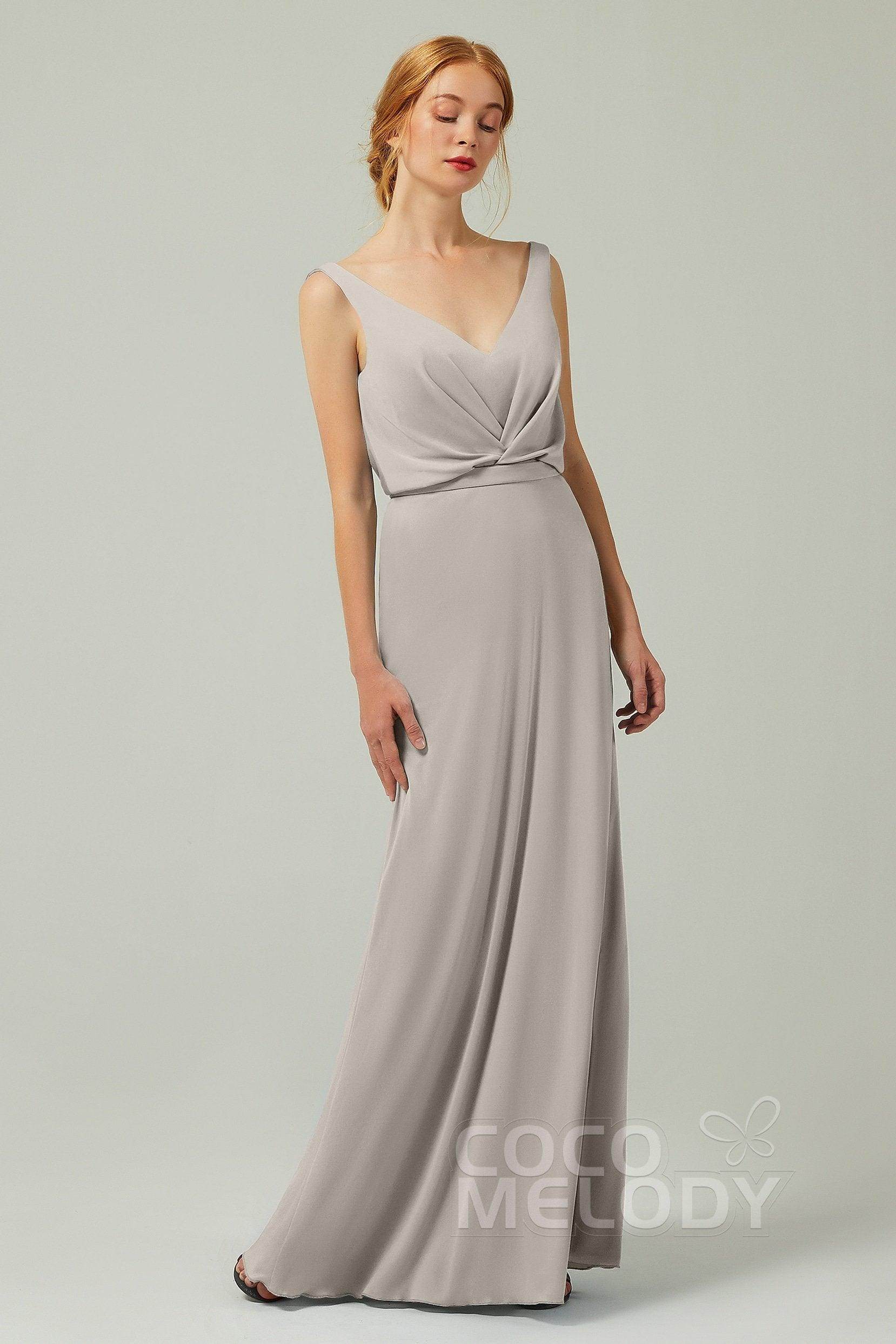 Sheath-Column Floor Length Chiffon Bridesmaid Dress Formal Dresses CB0358 - COCOMELODY