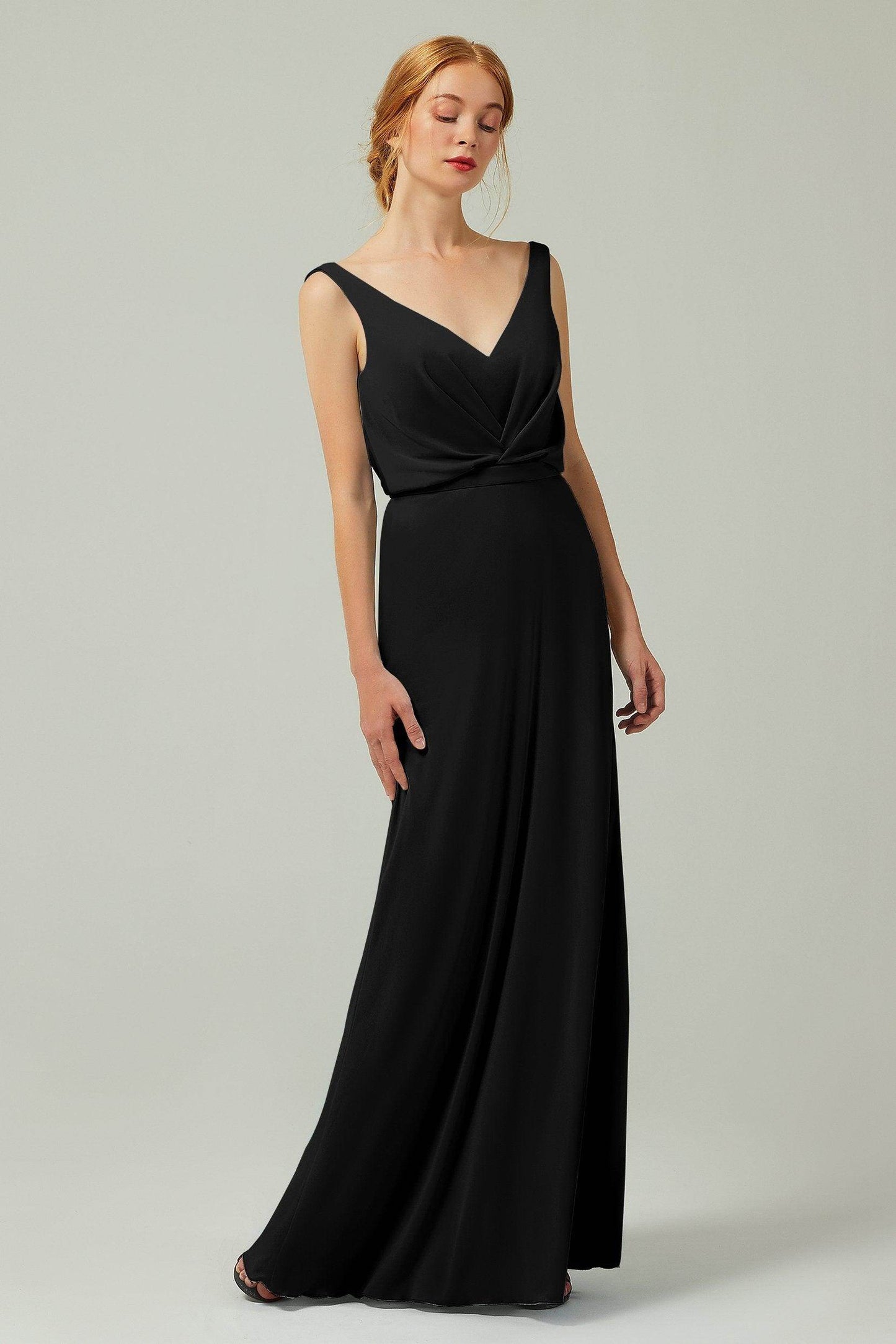 Sheath-Column Floor Length Chiffon Bridesmaid Dress Formal Dresses CB0358 - COCOMELODY