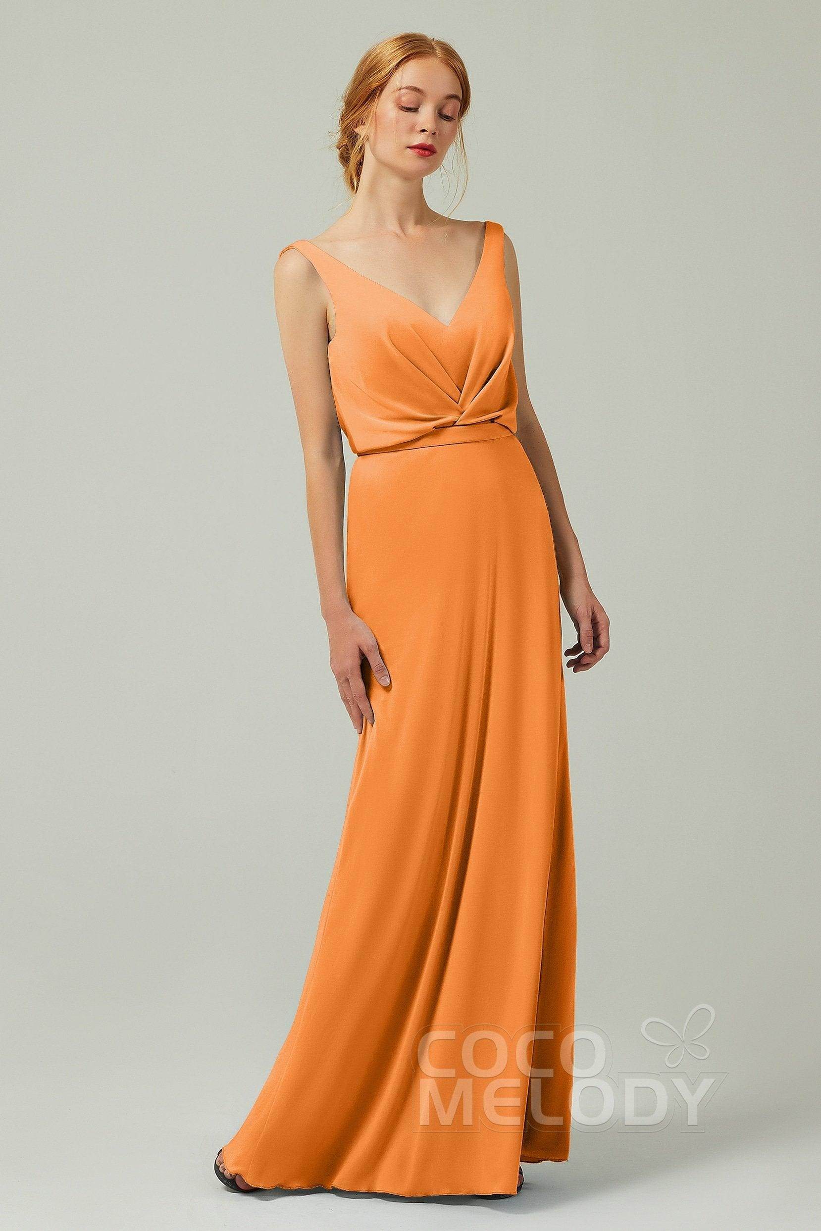 Sheath-Column Floor Length Chiffon Bridesmaid Dress Formal Dresses CB0358 - COCOMELODY