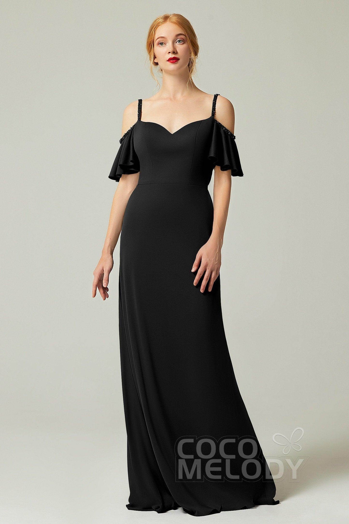 Sheath-Column Sweep Train Chiffon Bridesmaid Dress Formal Dresses CB0359 - COCOMELODY