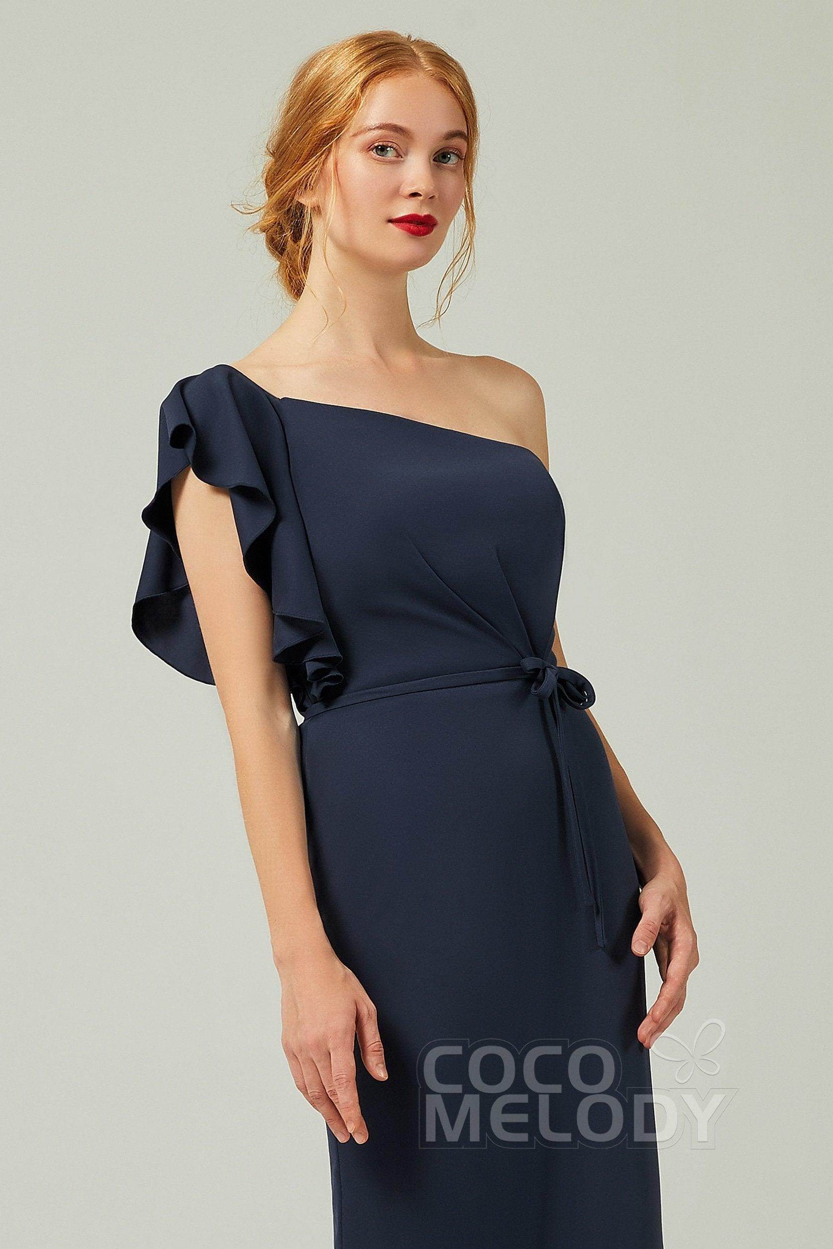 Sheath-Column Floor Length Chiffon Bridesmaid Dress Formal Dresses CB0361 - COCOMELODY