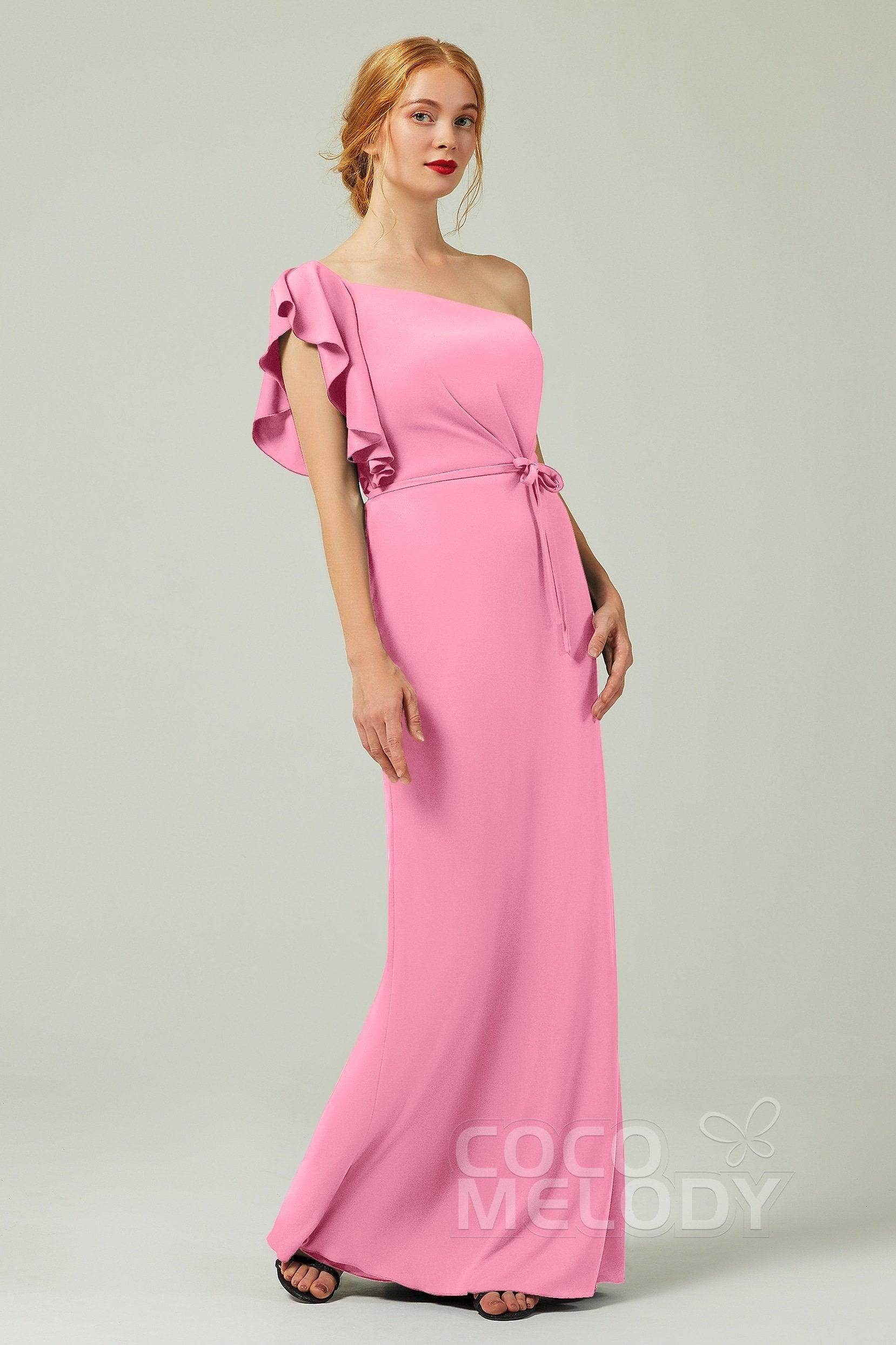 Sheath-Column Floor Length Chiffon Bridesmaid Dress Formal Dresses CB0361 - COCOMELODY