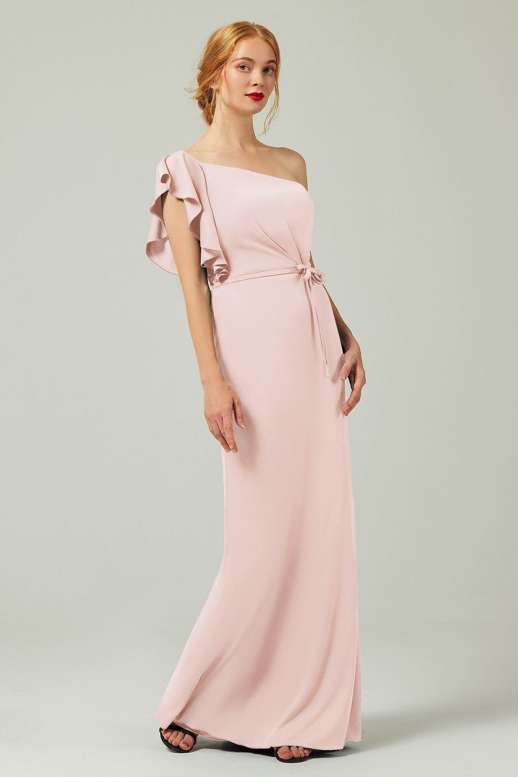 Sheath-Column Floor Length Chiffon Bridesmaid Dress Formal Dresses CB0361 - COCOMELODY