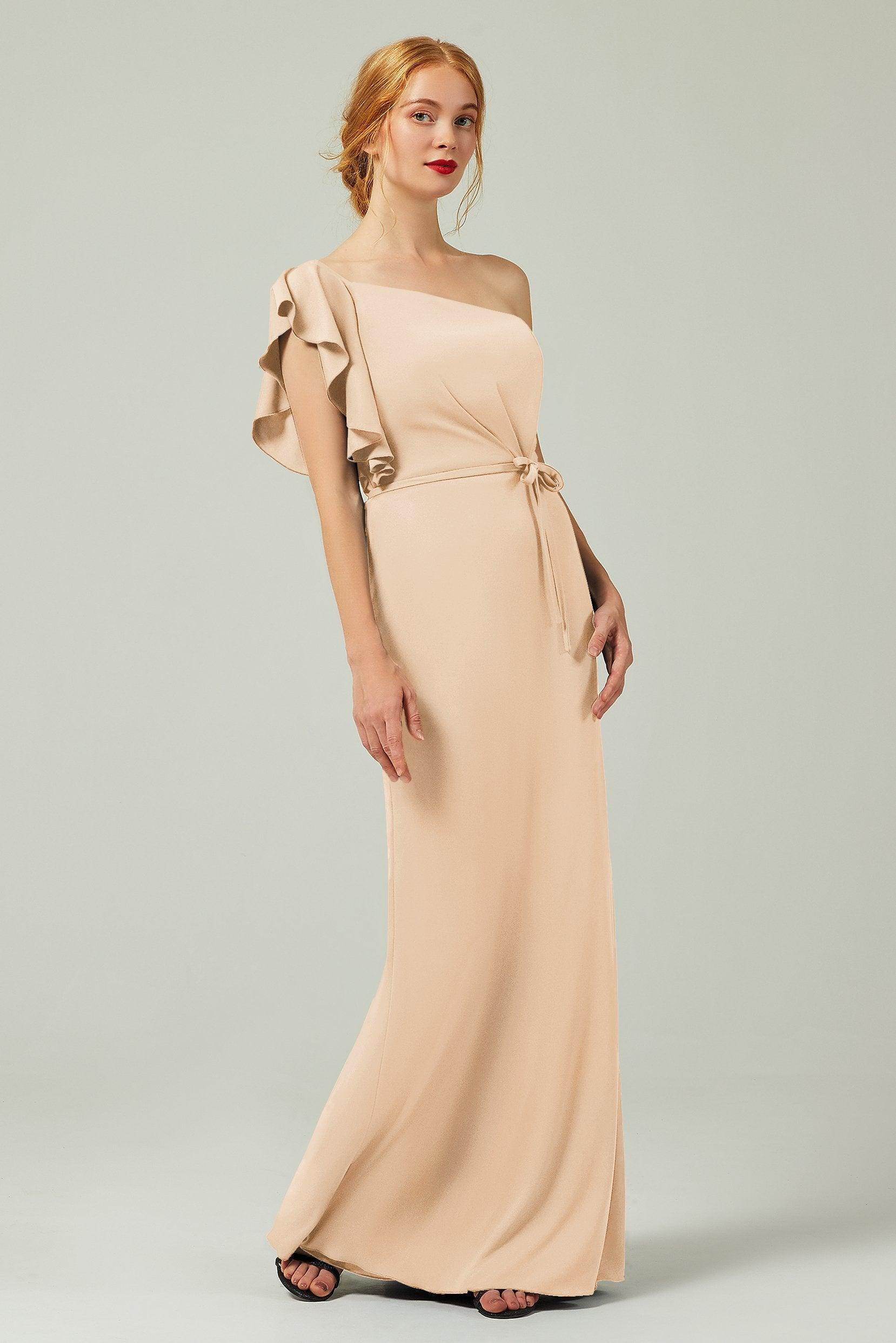 Sheath-Column Floor Length Chiffon Bridesmaid Dress Formal Dresses CB0361 - COCOMELODY