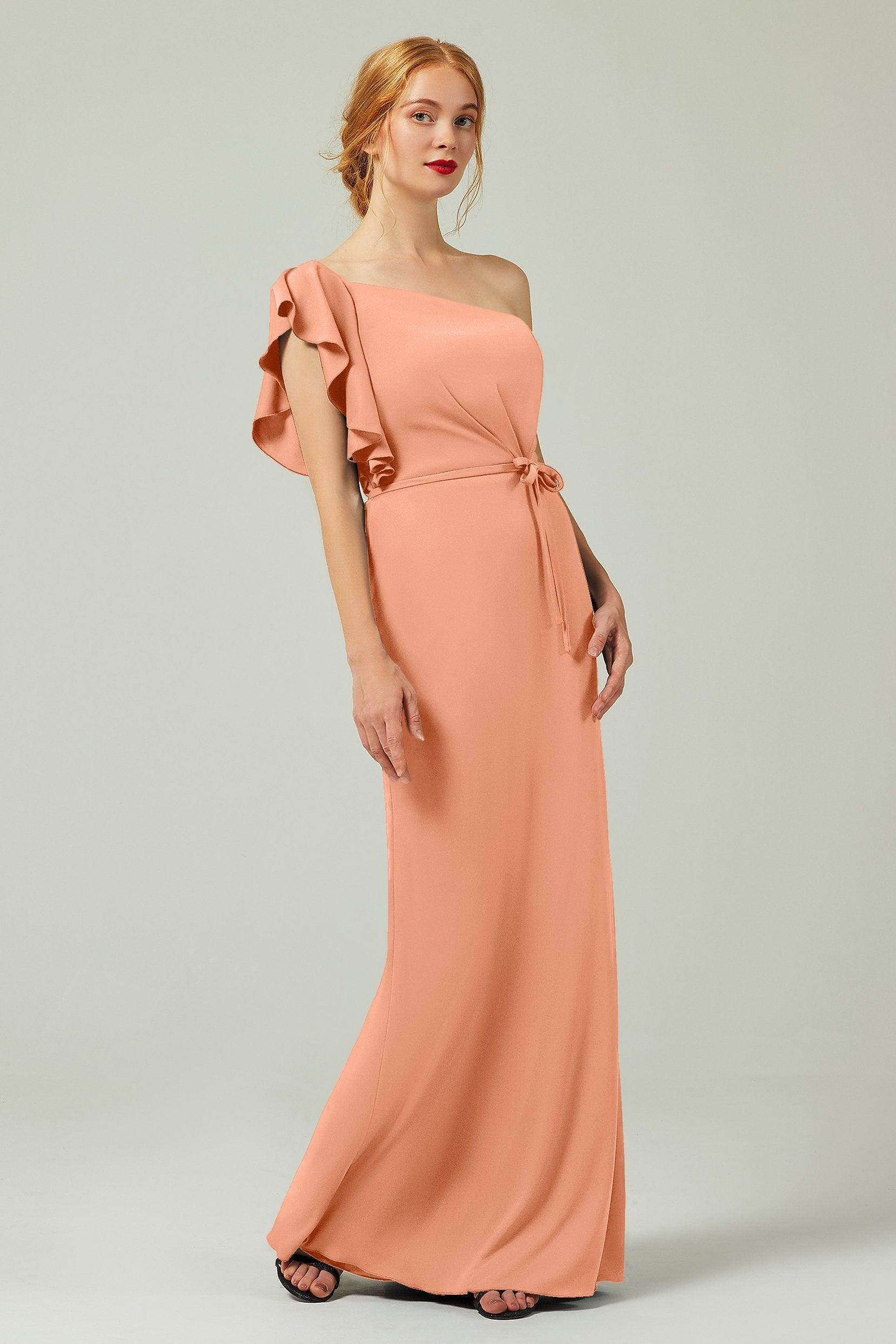 Sheath-Column Floor Length Chiffon Bridesmaid Dress Formal Dresses CB0361 - COCOMELODY