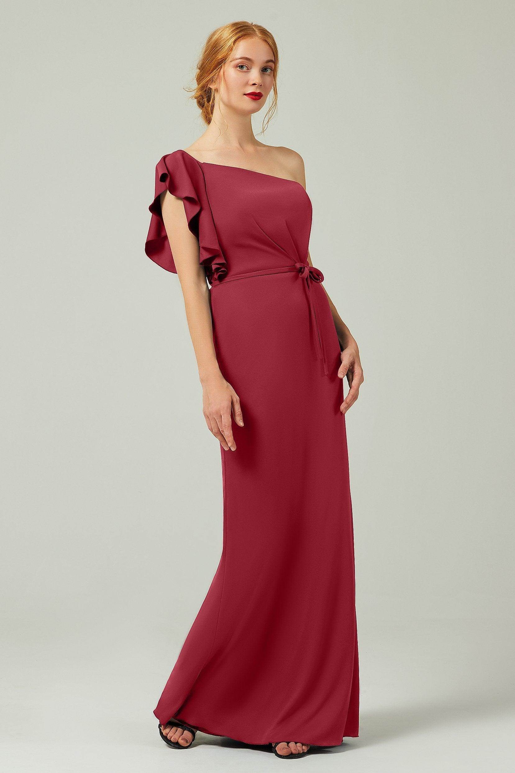 Sheath-Column Floor Length Chiffon Bridesmaid Dress Formal Dresses CB0361 - COCOMELODY